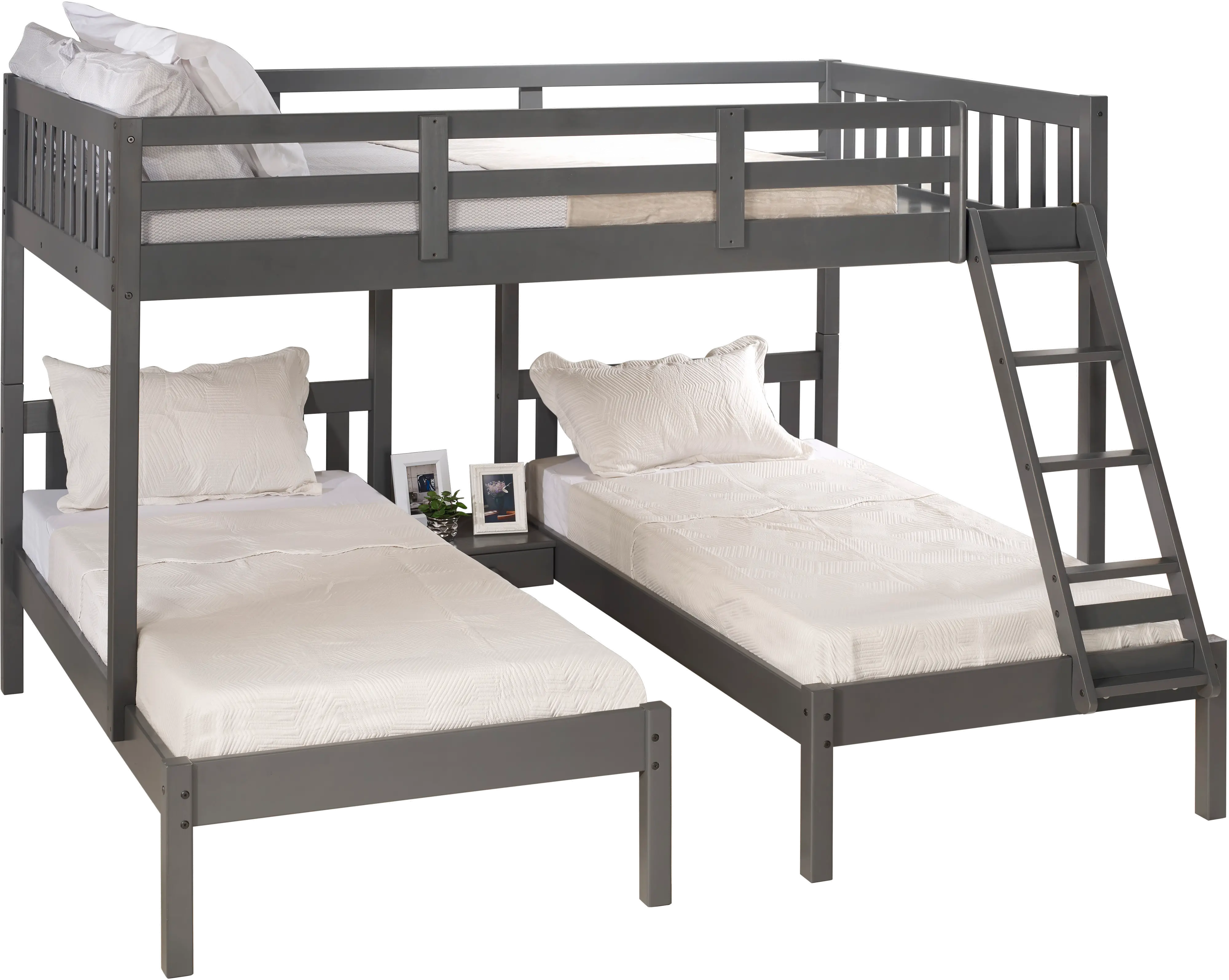 Gray Full over Double Twin Bunk Bed-1