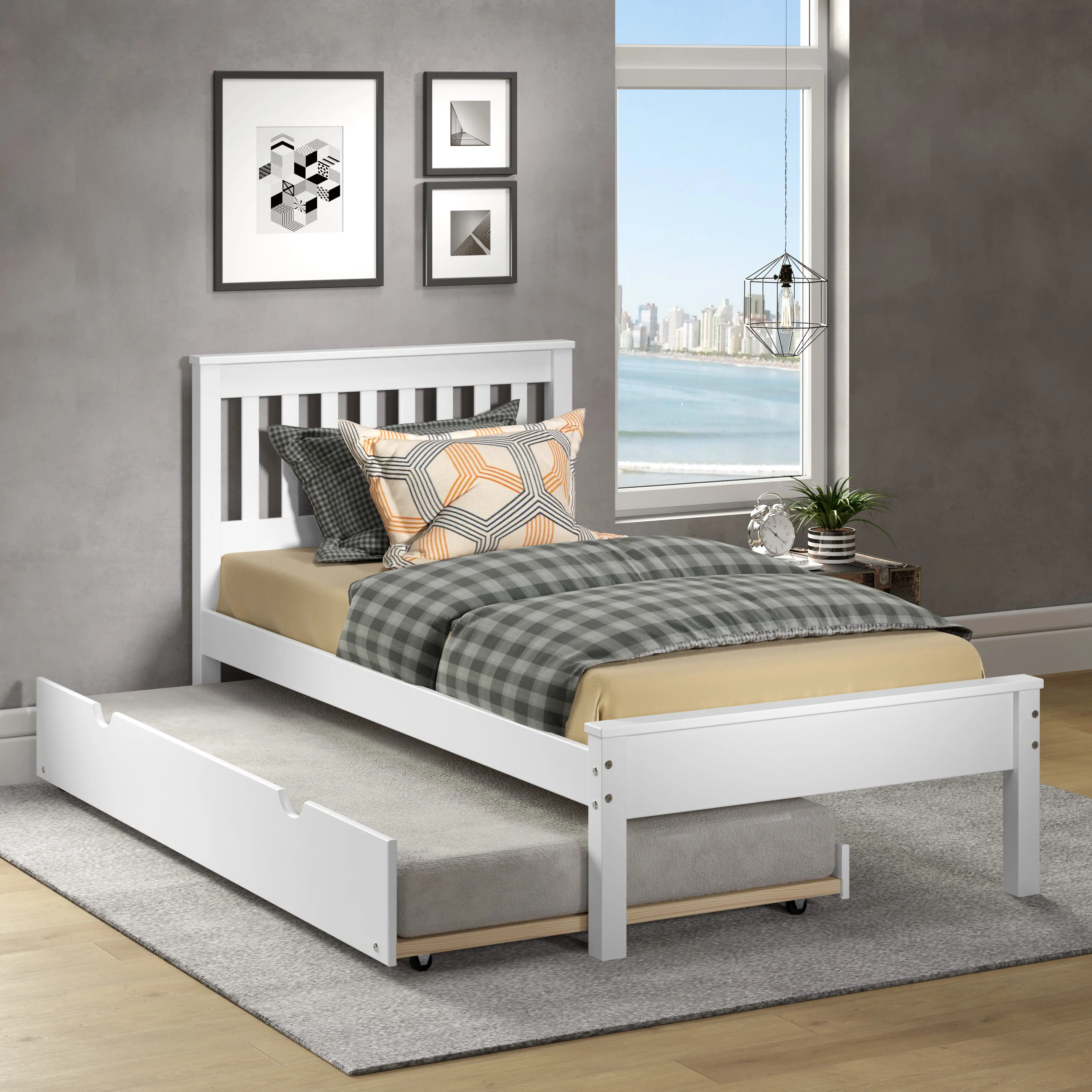 Contempo White Twin Bed with Trundle-2