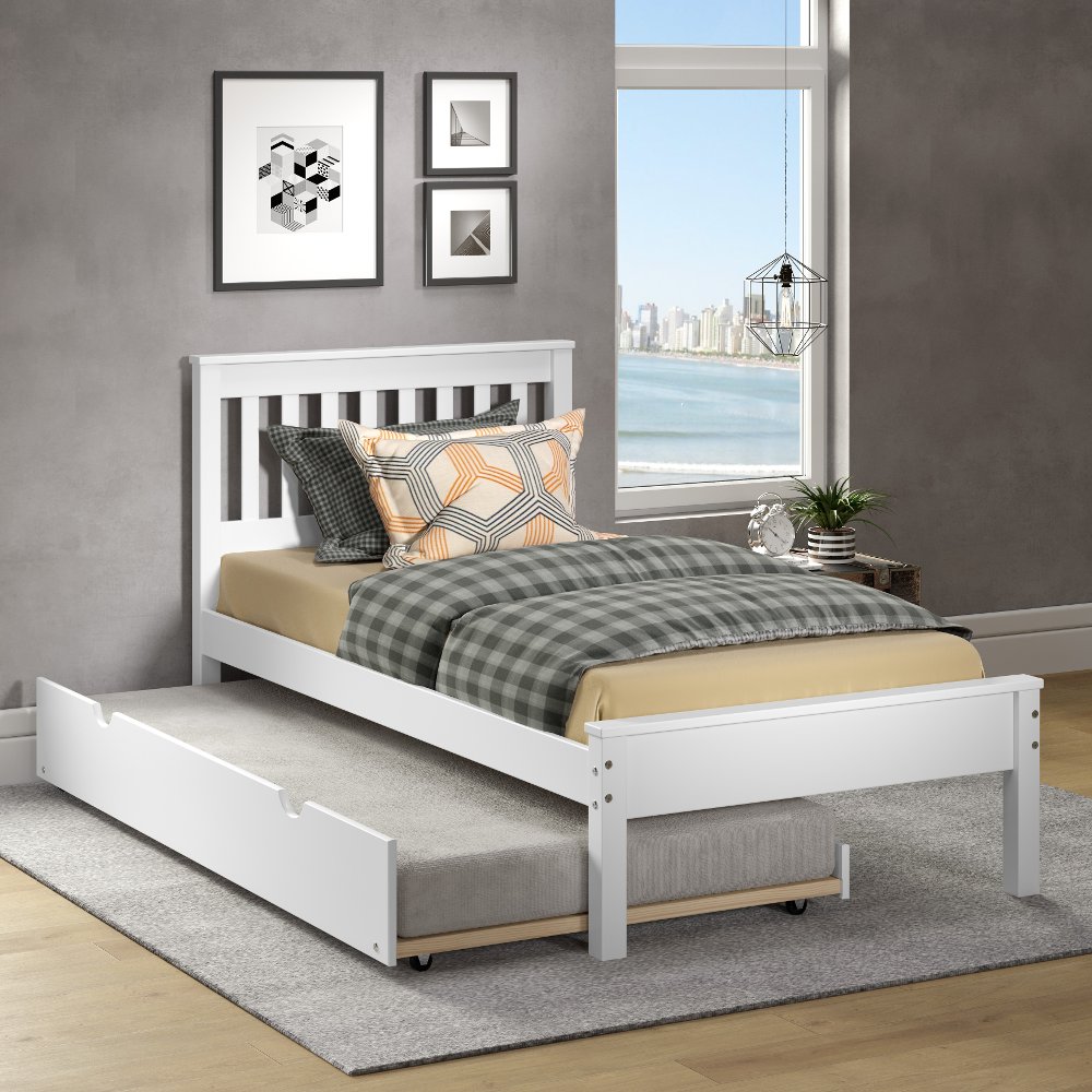 Contempo White Twin Bed with Trundle