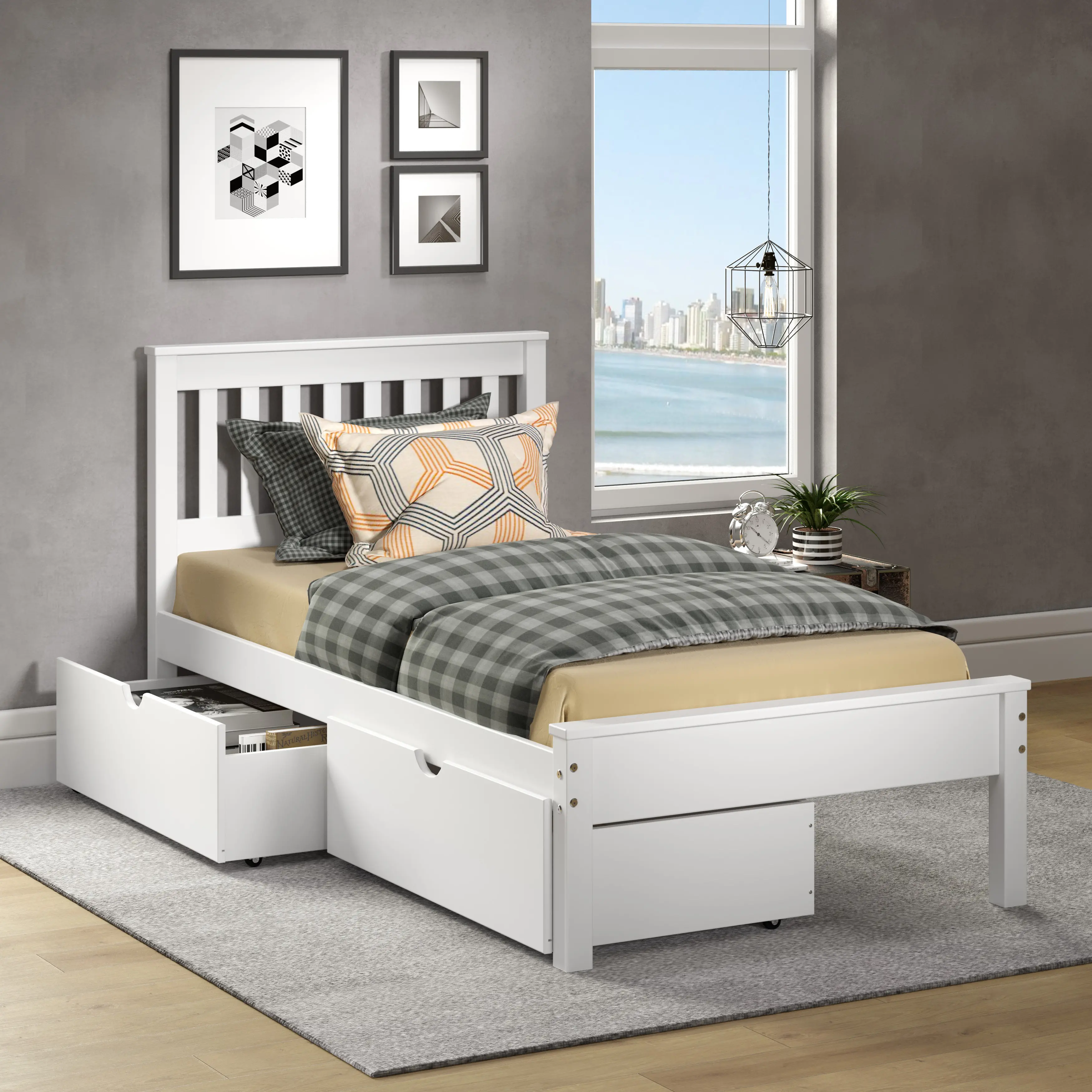 Contempo White Twin Bed with Storage-2