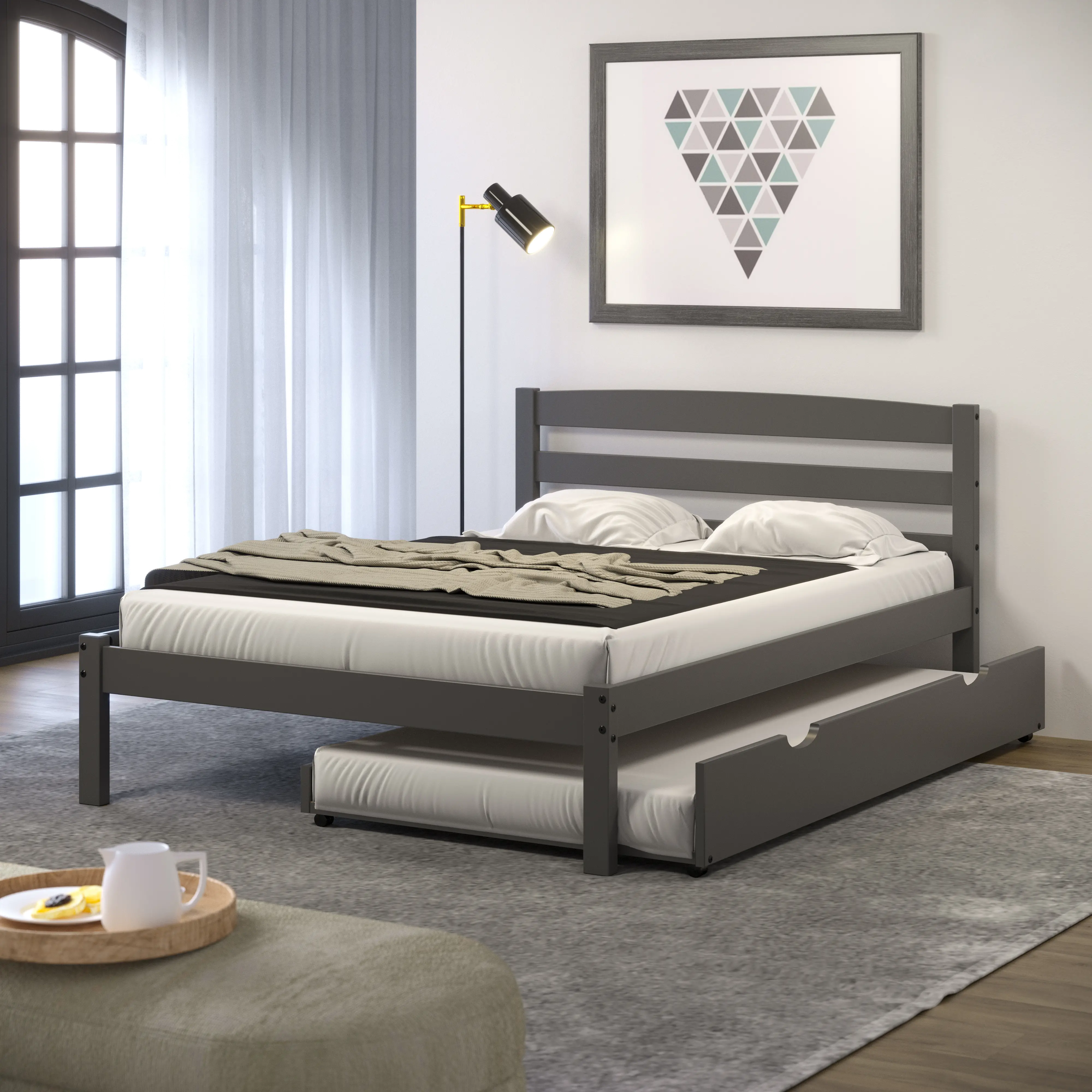 Econo Gray Full Bed with Trundle-2