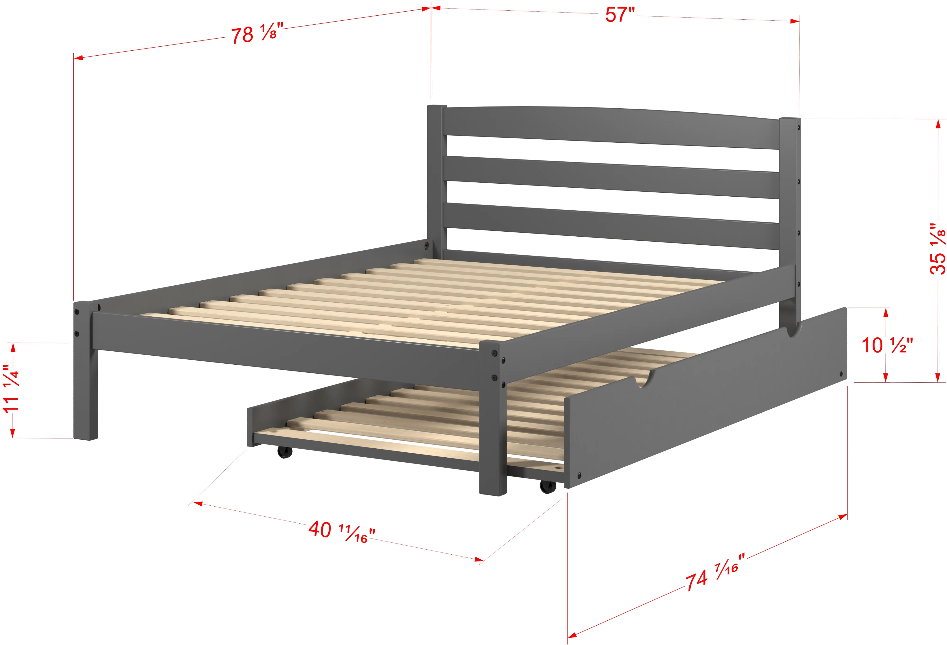 Econo Gray Full Bed with Trundle-4