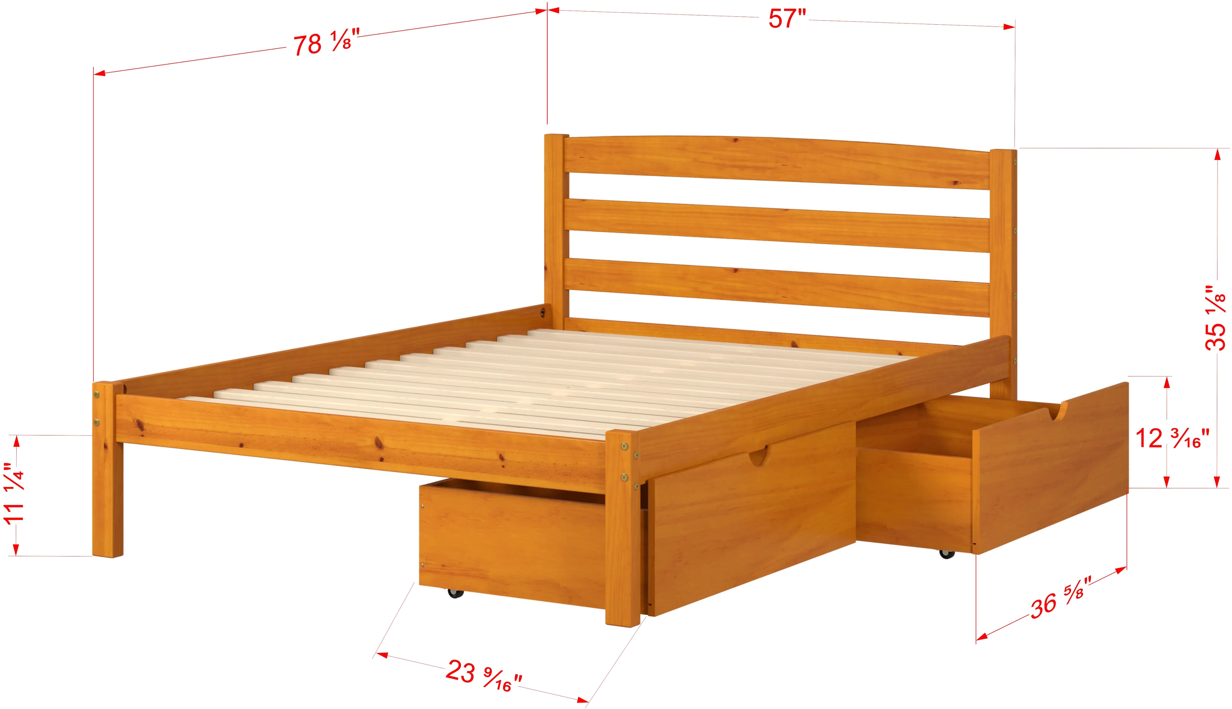 Econo Honey Full Bed with Storage Drawers-4