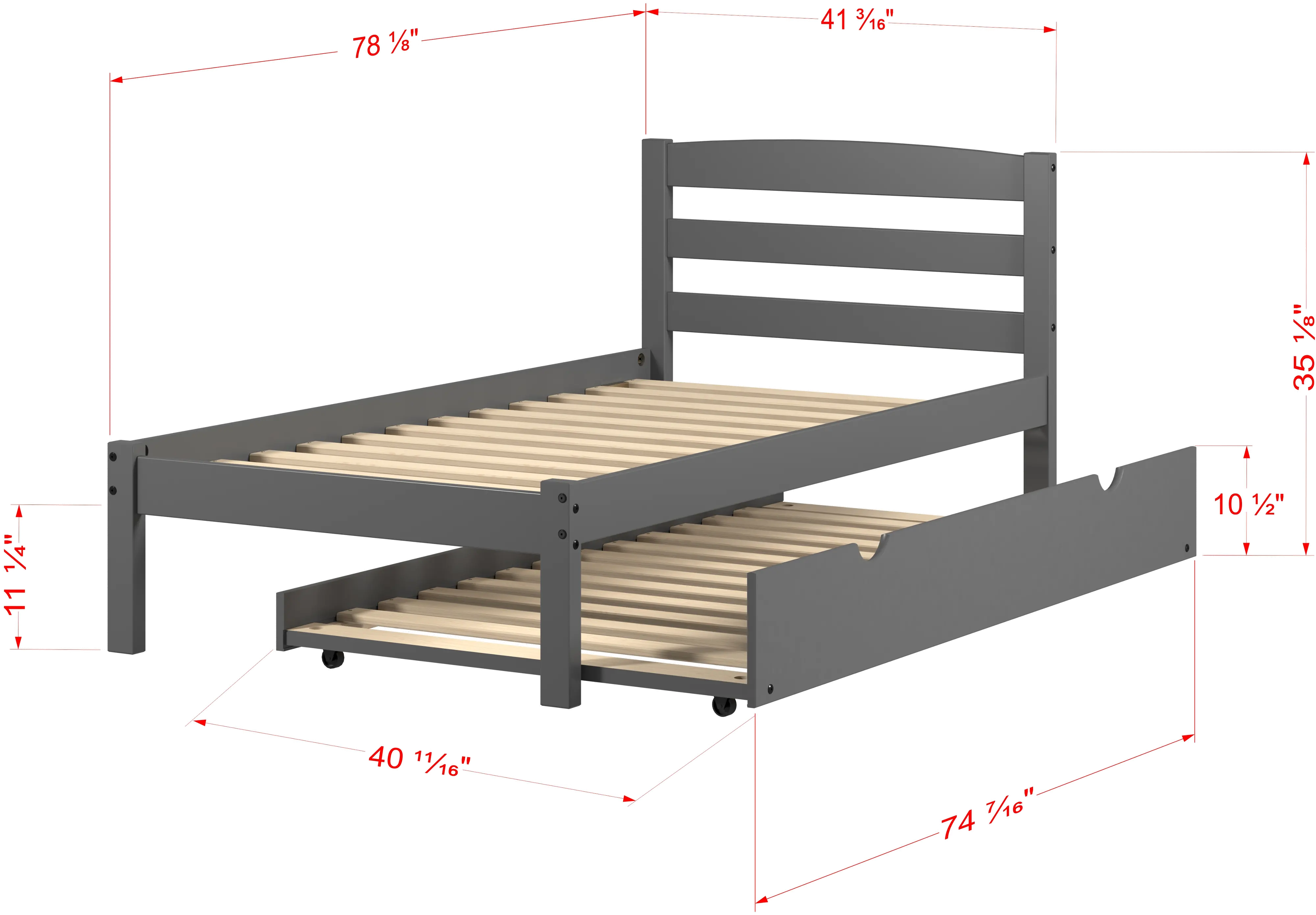 Econo Gray Twin Bed with Trundle-4