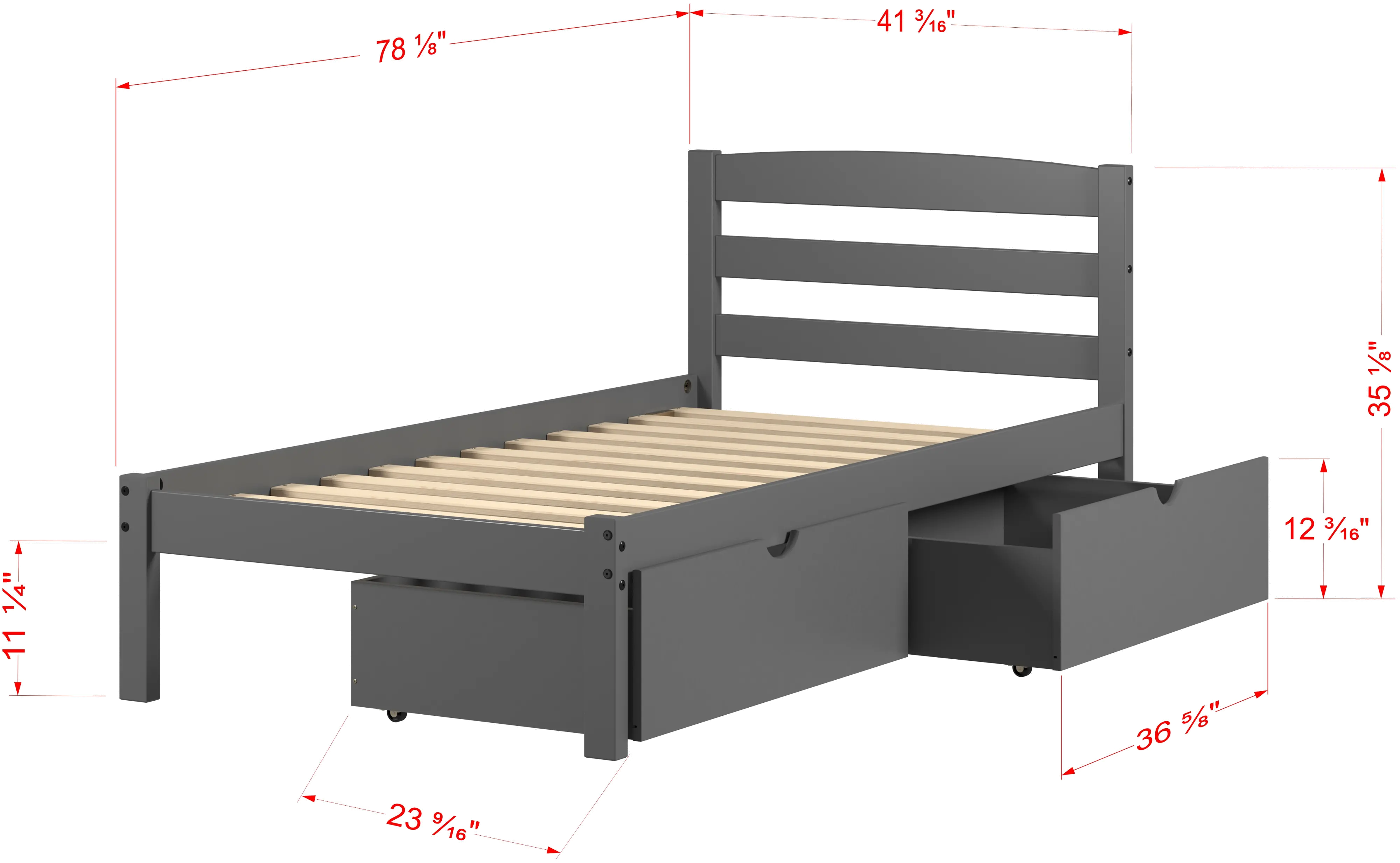 Econo Gray Twin Bed with Storage Drawers-4