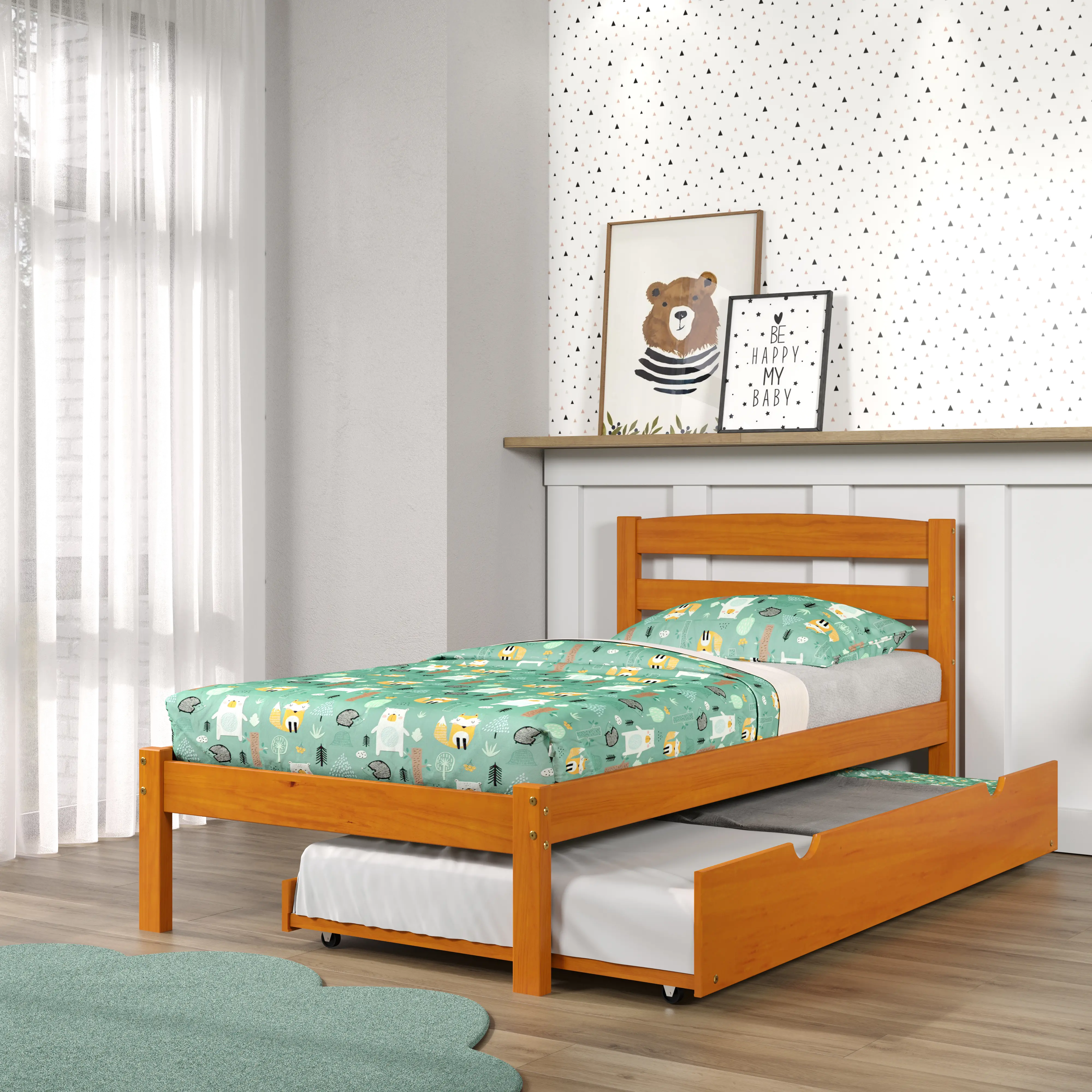Econo Honey Twin Bed with Trundle-2