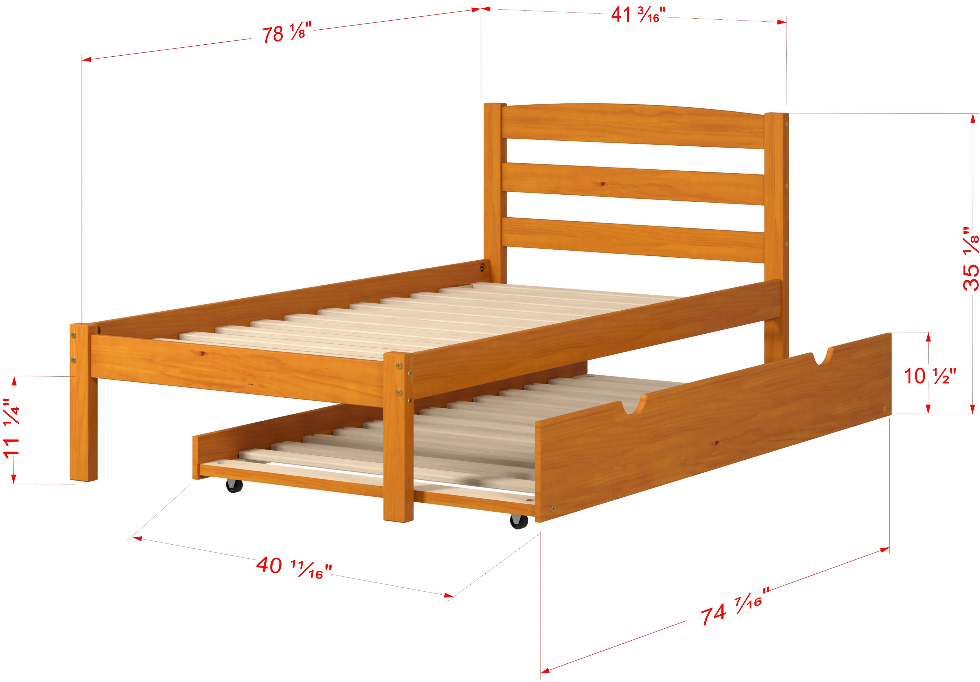 Econo Honey Twin Bed with Trundle-4