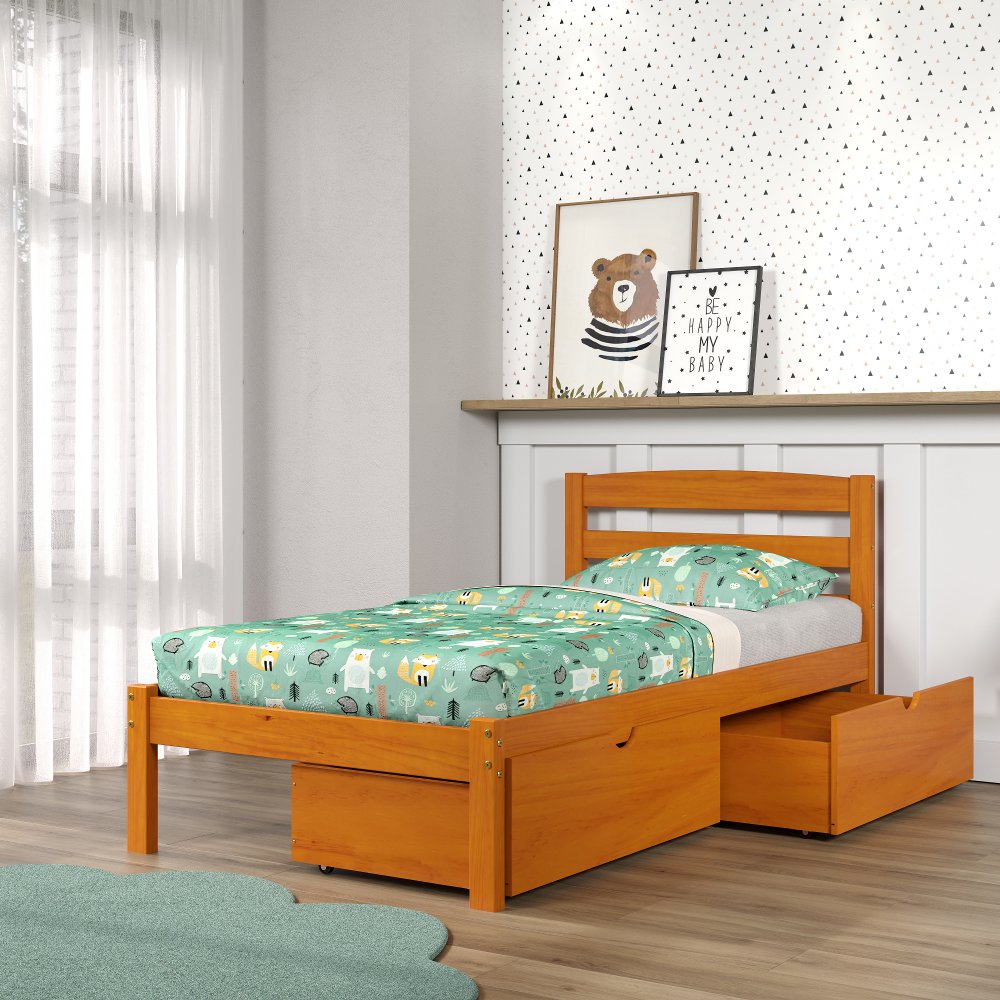 Econo Honey Twin Bed with Storage Drawers