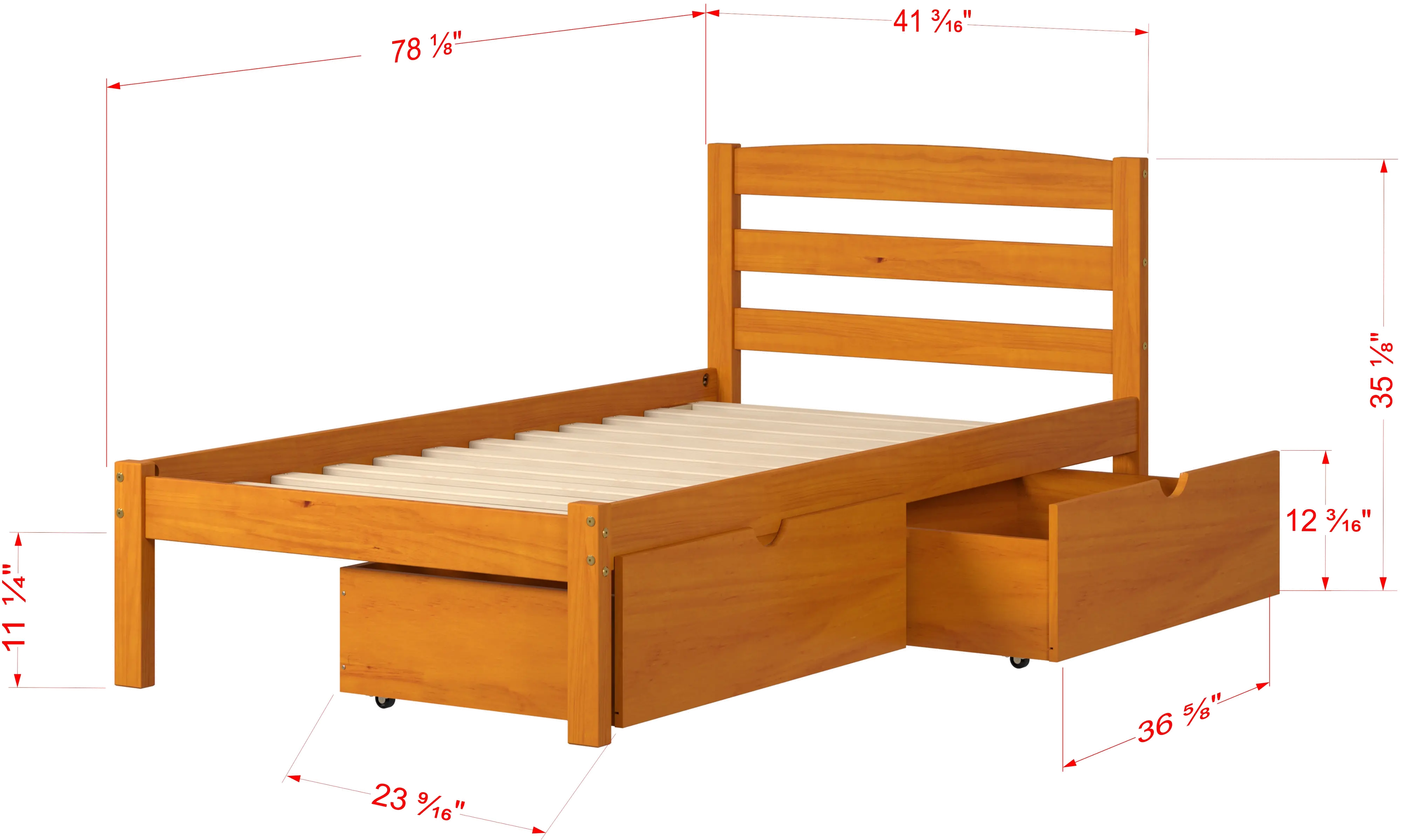Econo Honey Twin Bed with Storage Drawers-1