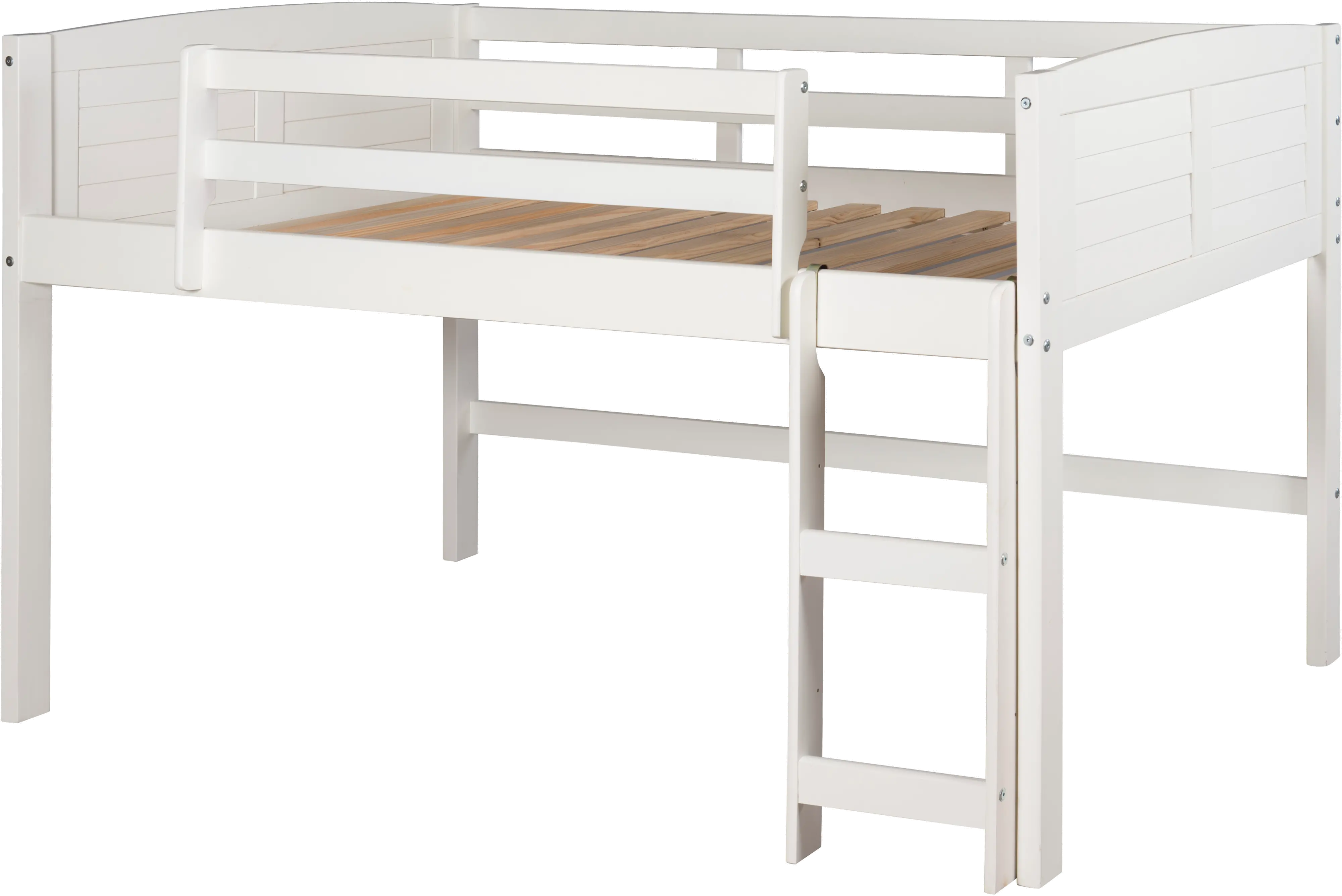 Louver White Twin Loft Bed-1