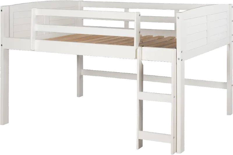 Louver White Twin Loft Bed