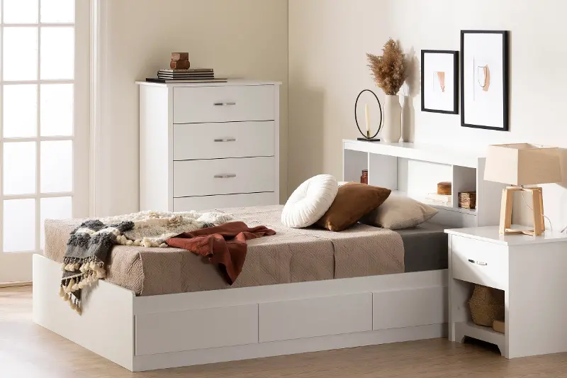 Fusion White Full Bed and Headboard Set - South Shore