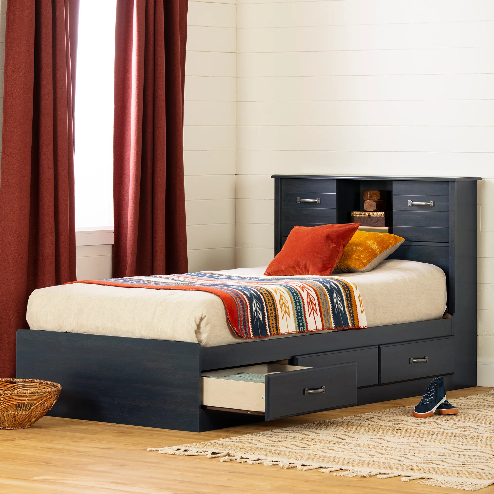 15132 Ulysses Blueberry Twin Bed and Headboard Set-2