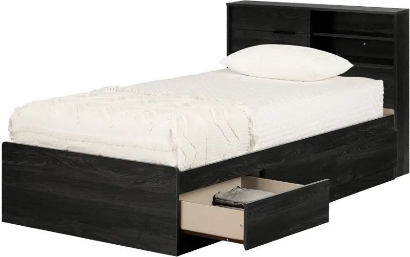Fynn Dark Gray Twin Bed and Headboard Set - South Shore