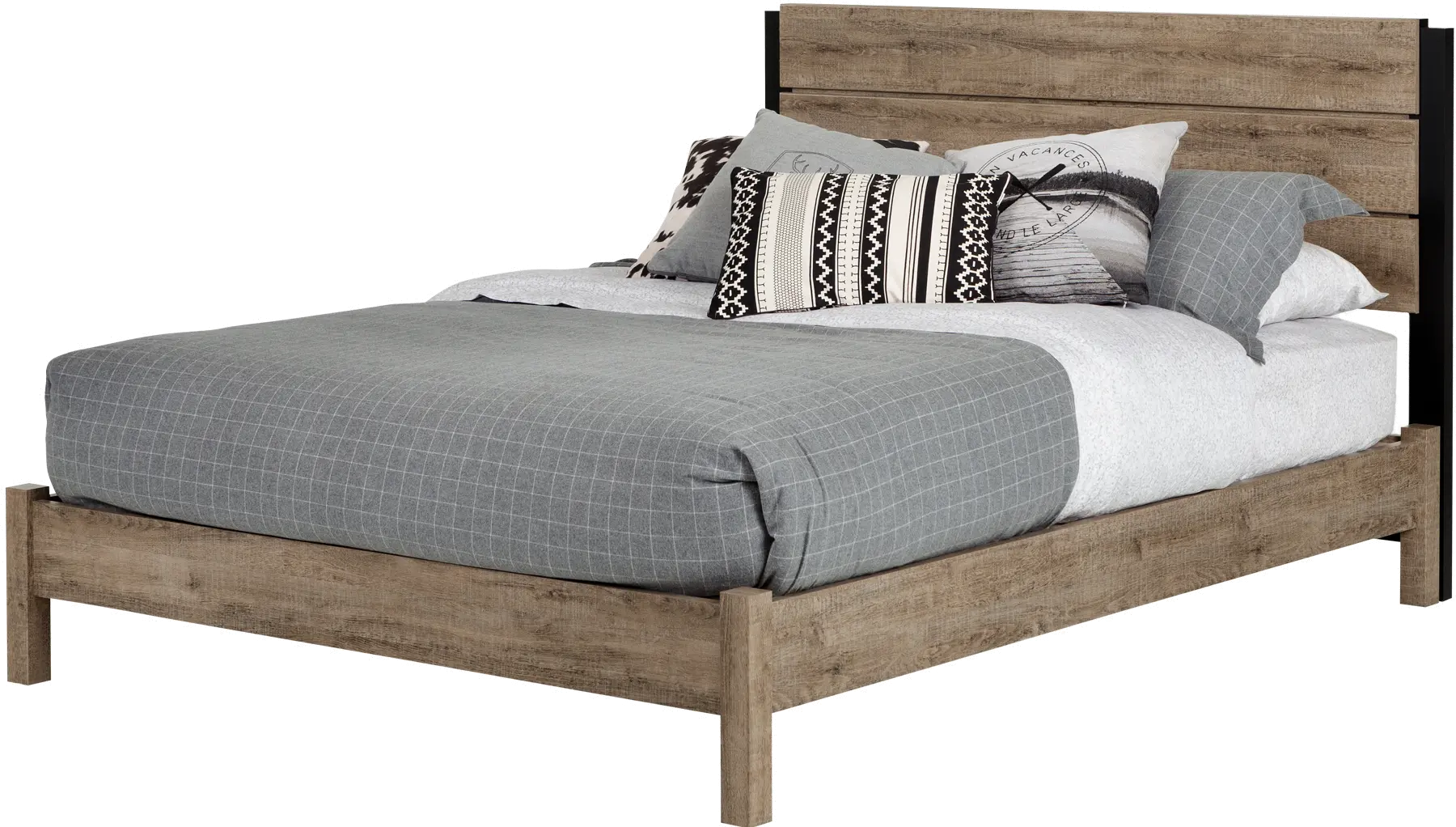 15137 Munich Weathered Oak Queen Platform Bed Set - South Shore-1