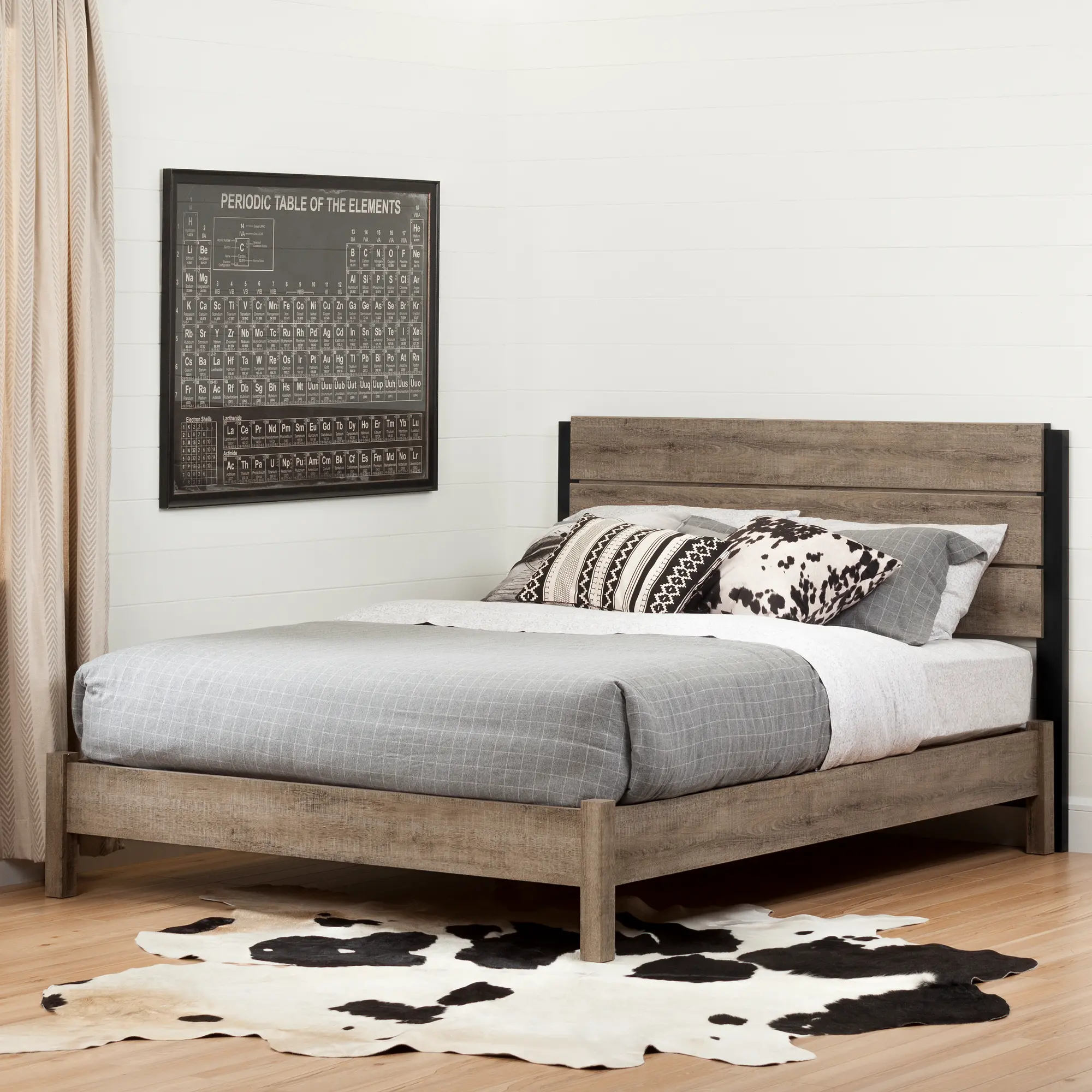 15137 Munich Weathered Oak Queen Platform Bed Set - South Shore-2