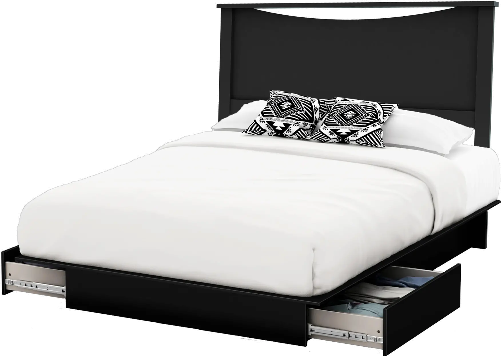 15141 Step One Black Full/Queen Bed and Headboard Set - South Shore-1