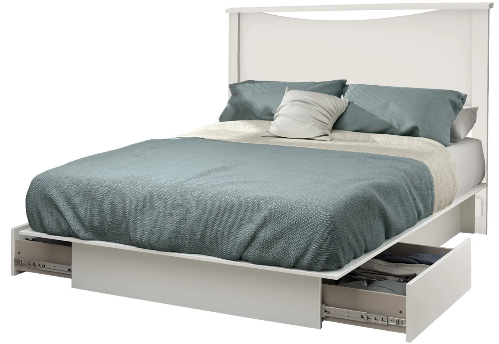 15142 Step One White Full/Queen Bed and Headboard Set - South Shore-1
