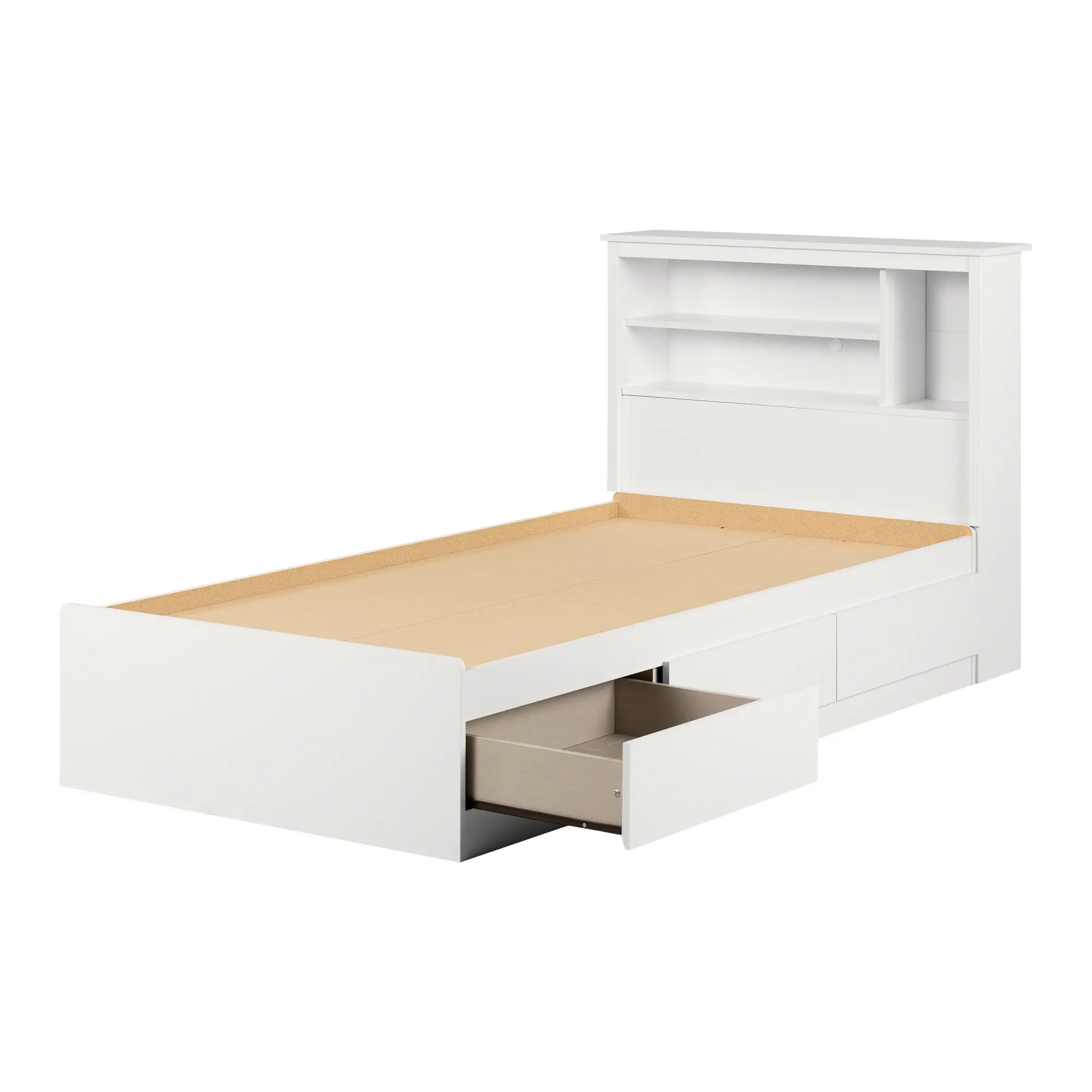 11274 Vito White Twin Mates Bed with Bookcase Headboard - South Shore-1