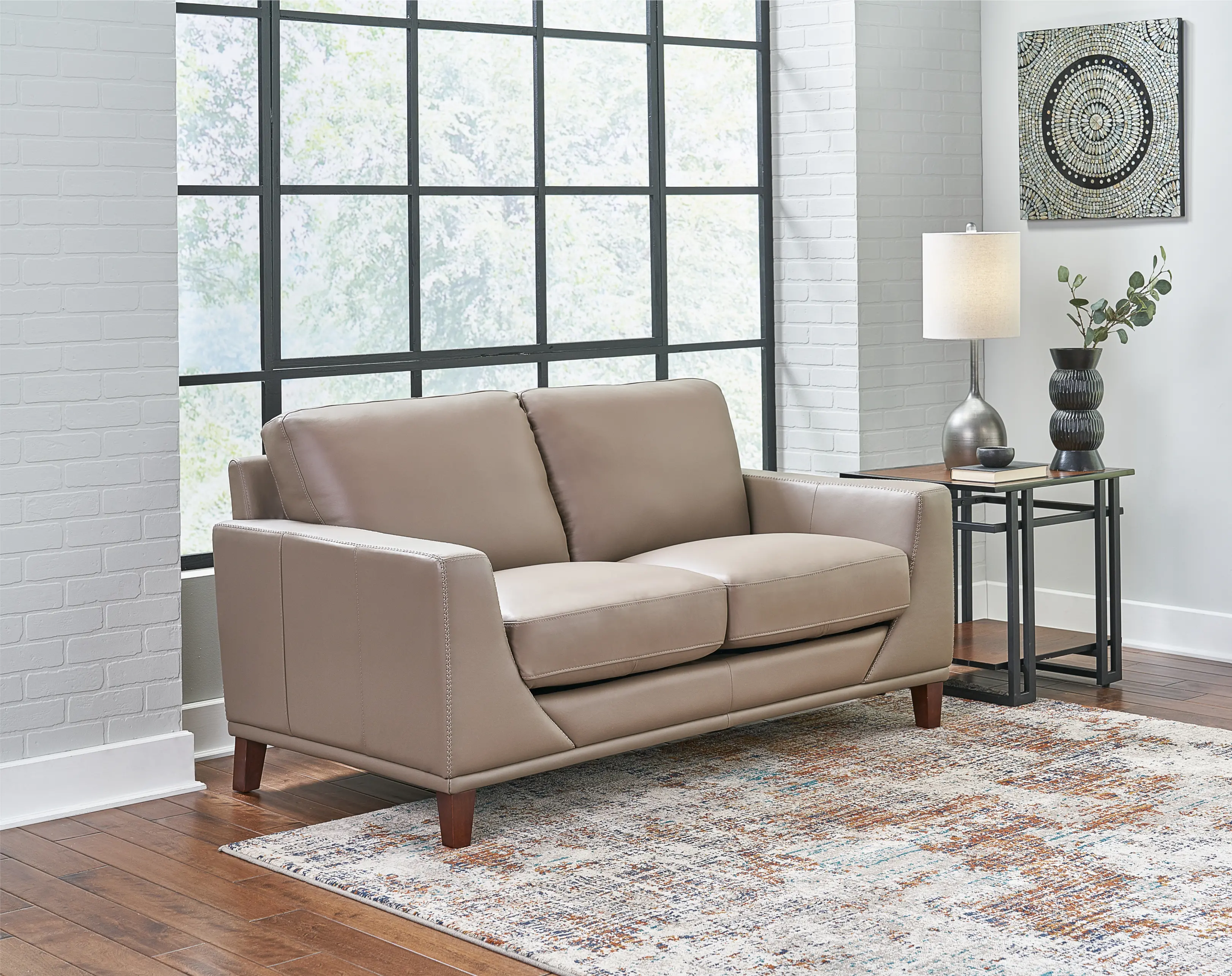 Sonoma Taupe Leather Loveseat-2