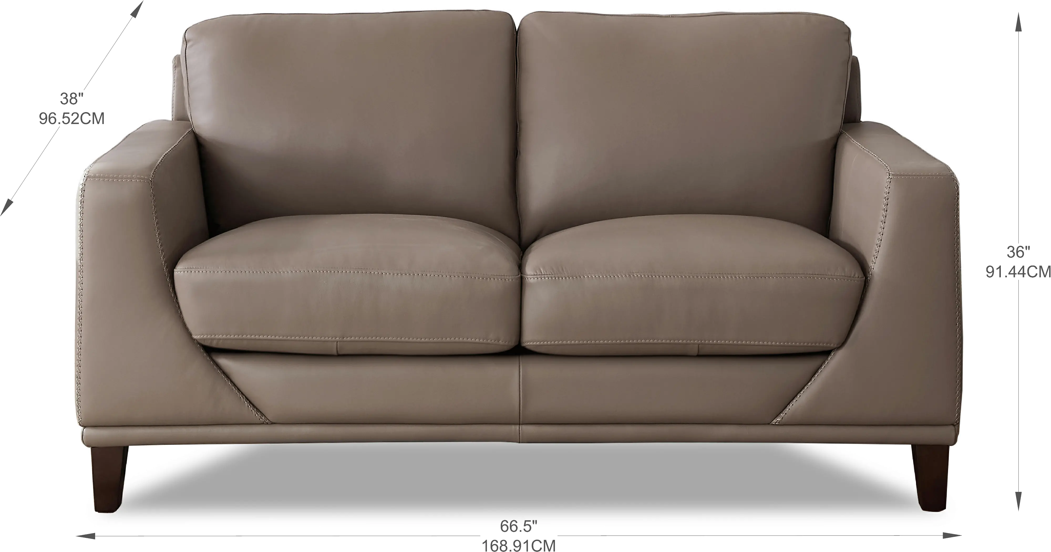 Sonoma Taupe Leather Loveseat-3