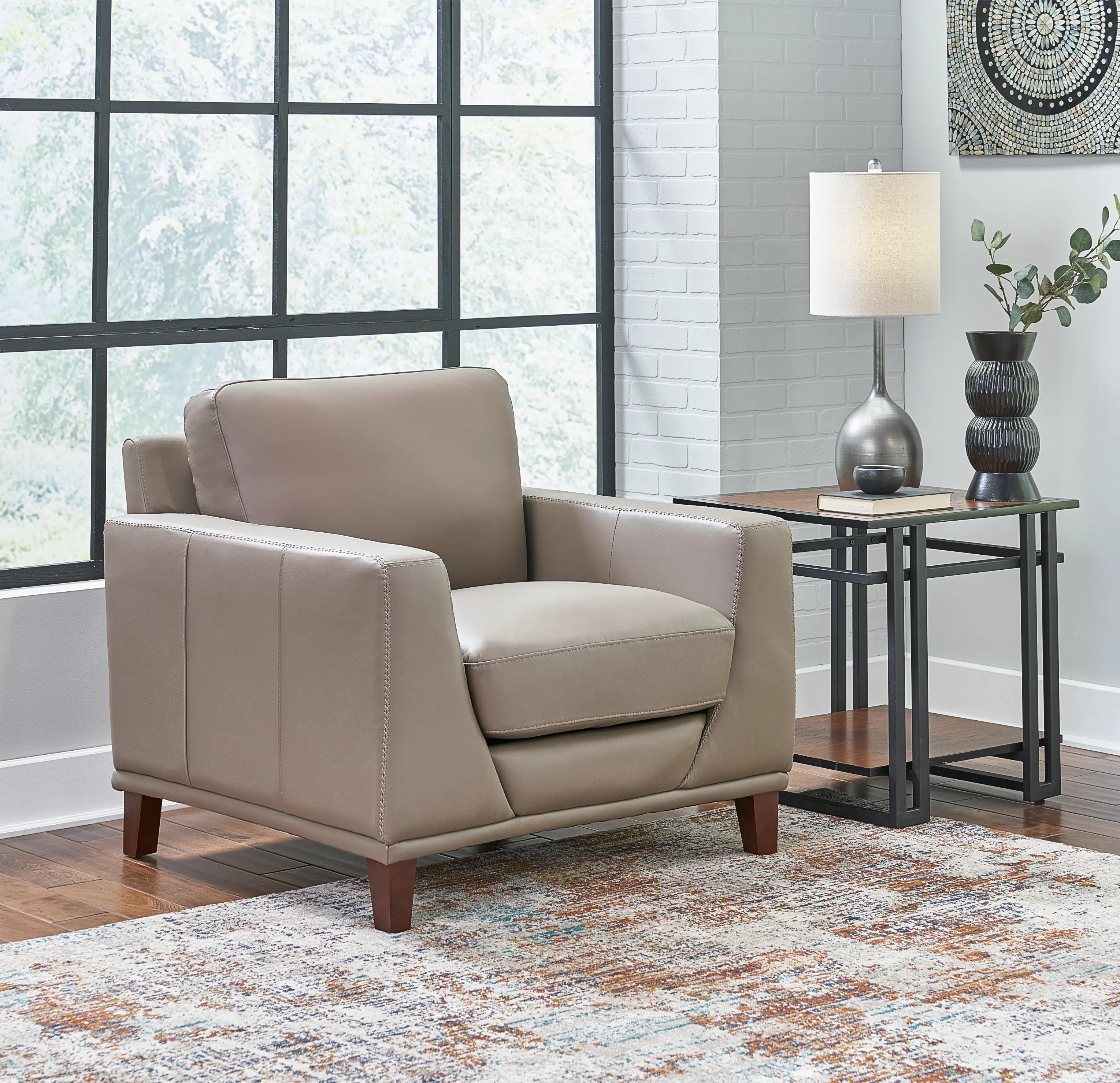 Sonoma Taupe Leather Chair-2