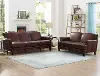 Manchester Brown Leather 2 Piece Living Room Set - Sofa & Loveseat