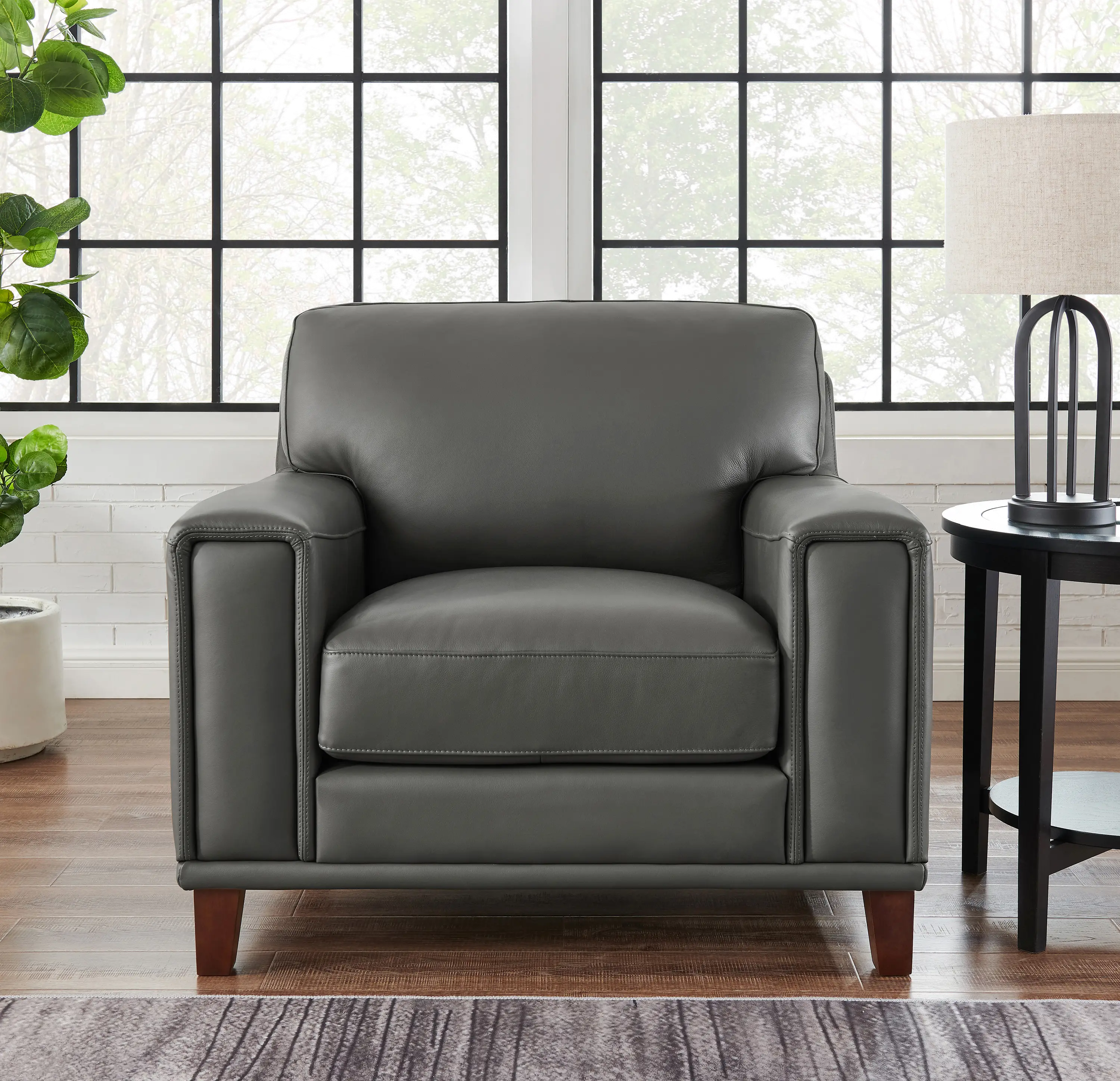 Harper Gray Leather Accent Chair-2