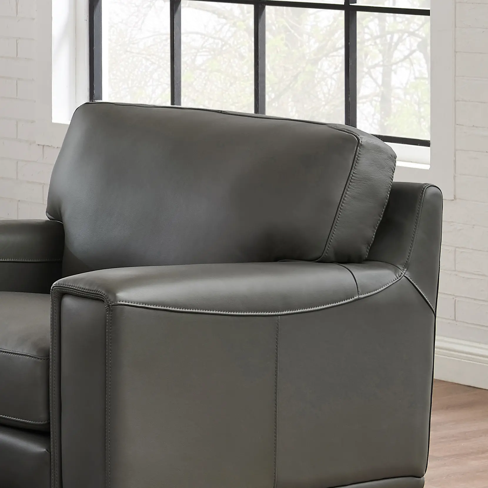 Harper Gray Leather Accent Chair-3