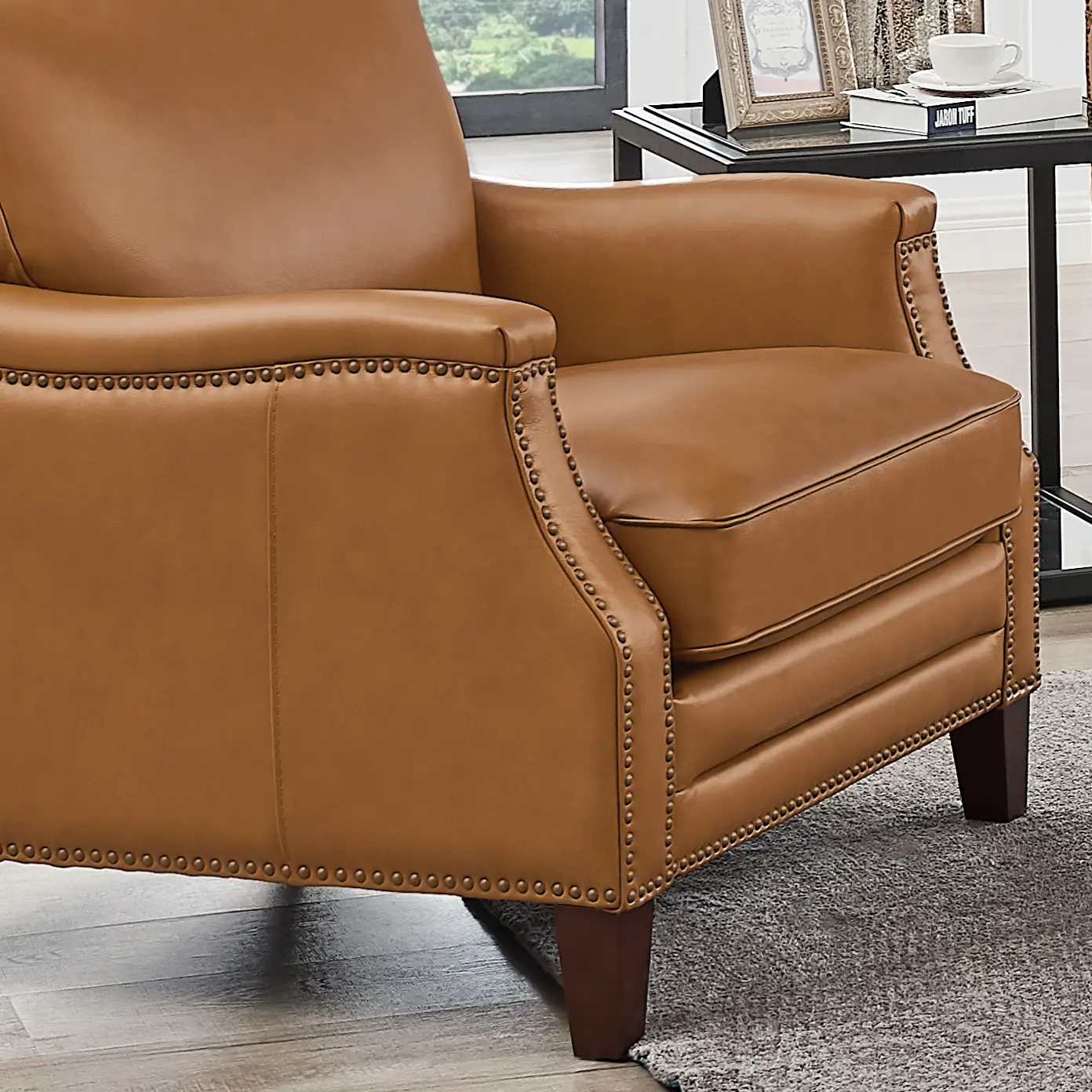 Romano Brown Leather 2 Piece Living Room Set - Sofa & Chair-3