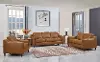 Ballari Cognac Brown Leather 3 Piece Living Room Set with Loveseat