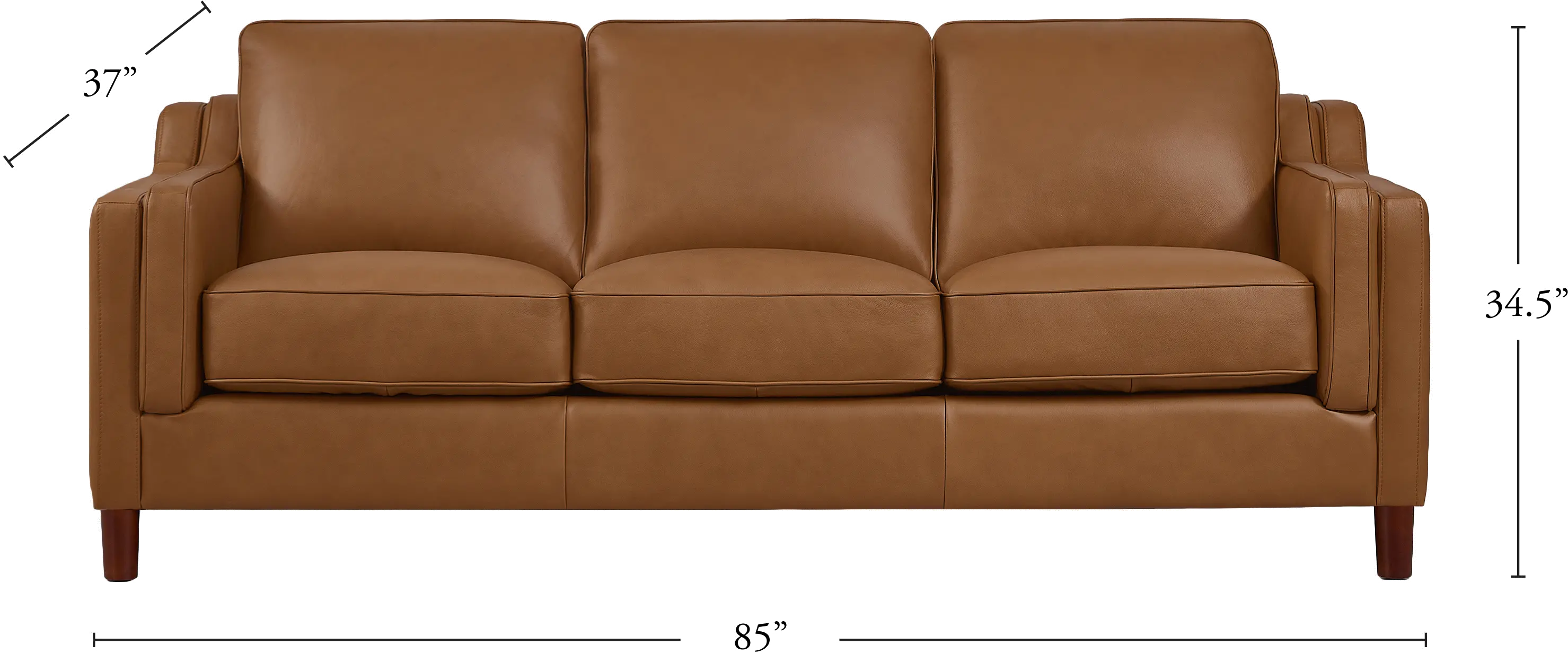 Ballari Cognac Brown Leather 3 Piece Living Room Set with Loveseat-1