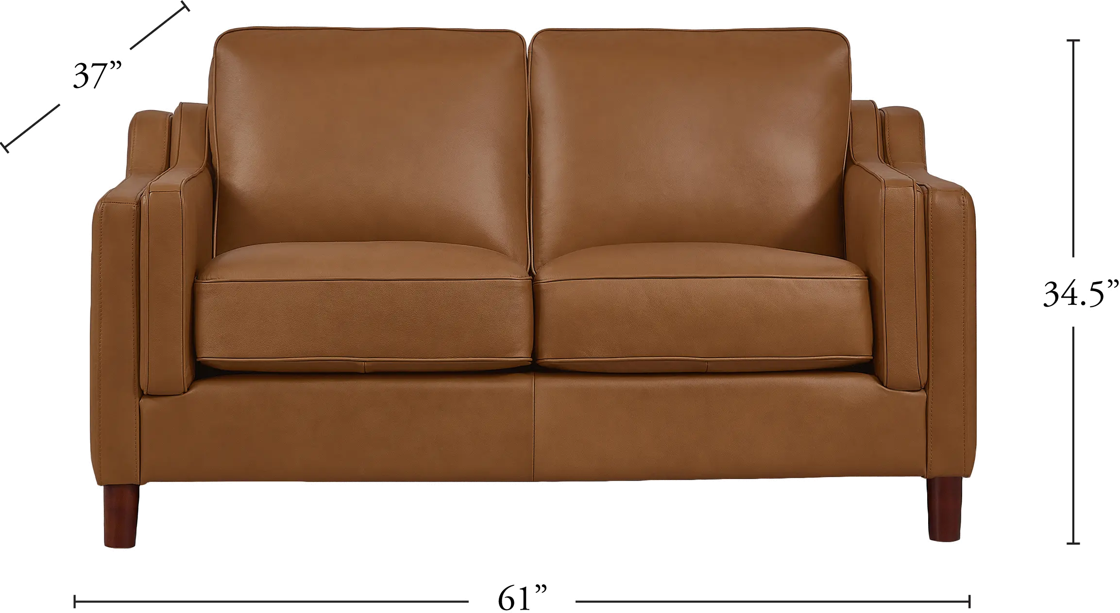 Ballari Cognac Brown Leather 3 Piece Living Room Set with Loveseat-3
