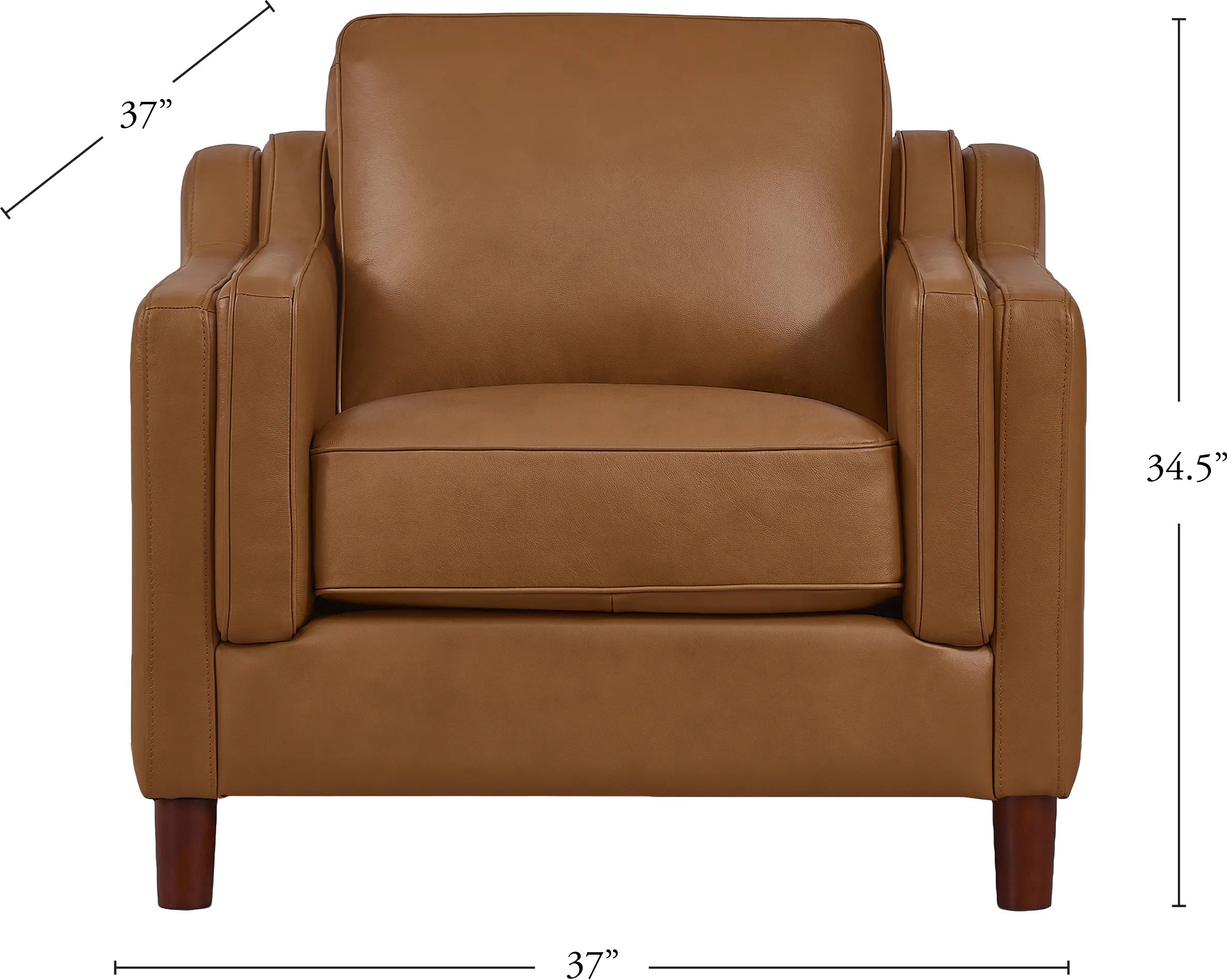 Ballari Cognac Brown Leather 3 Piece Living Room Set with Loveseat-4
