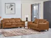 Ballari Cognac Brown Leather 2 Piece Living Room Set - Sofa & Loveseat