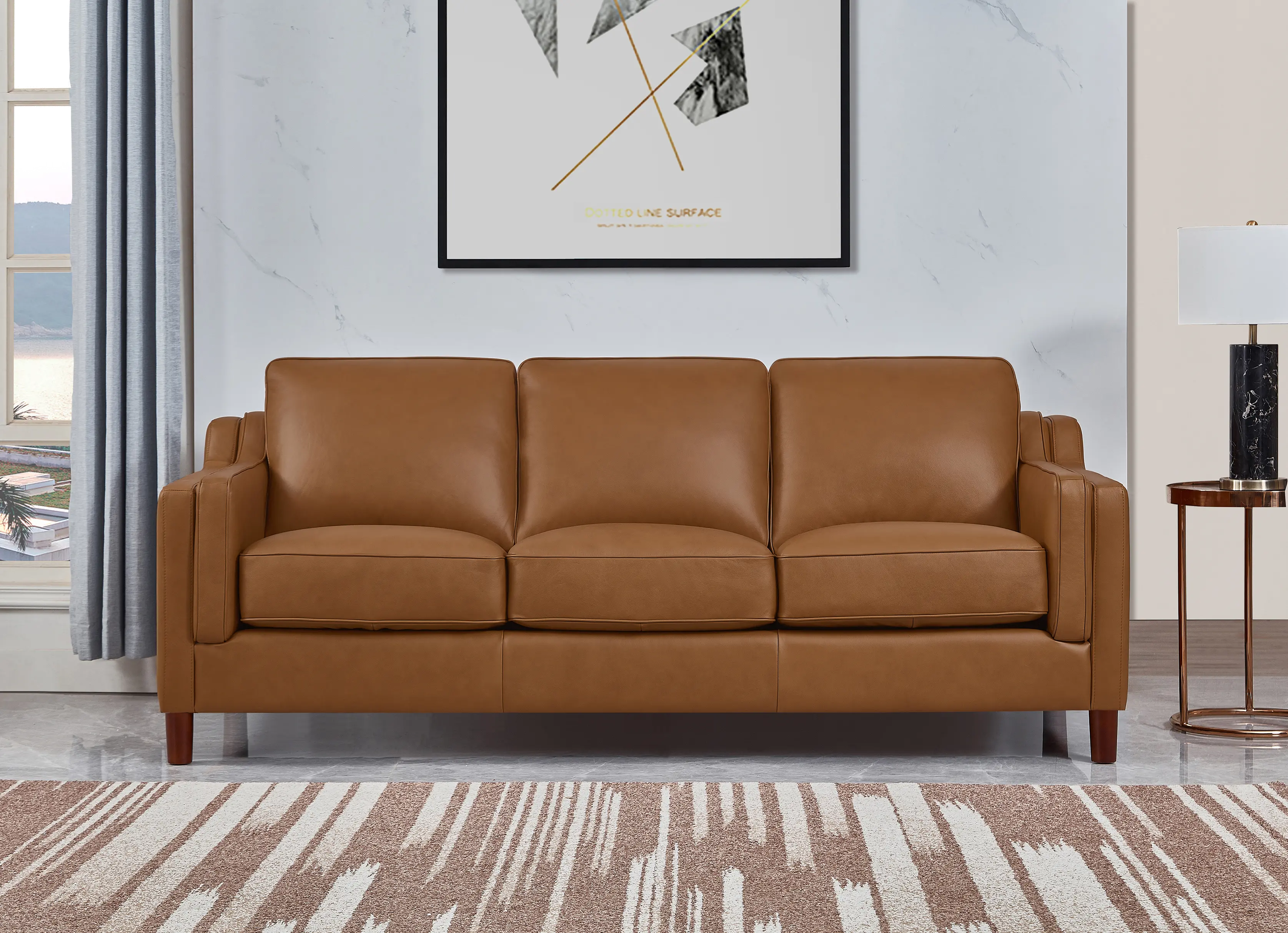 Ballari Cognac Brown Leather Sofa-2
