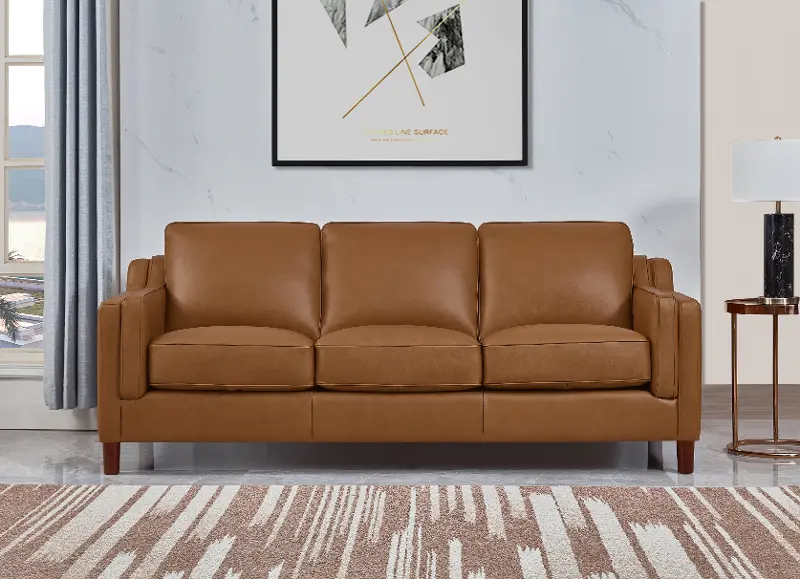 Ballari Cognac Brown Leather Sofa