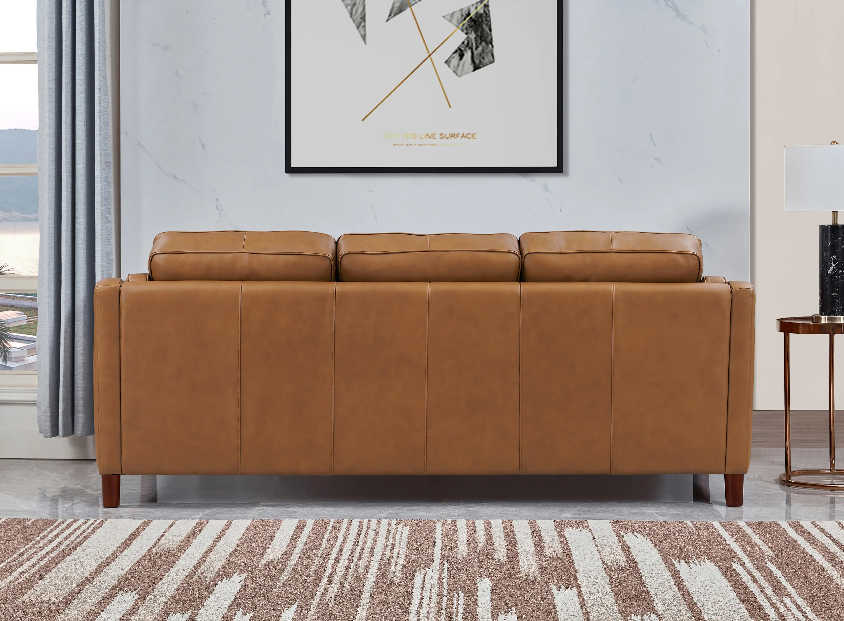 Ballari Cognac Brown Leather Sofa-3