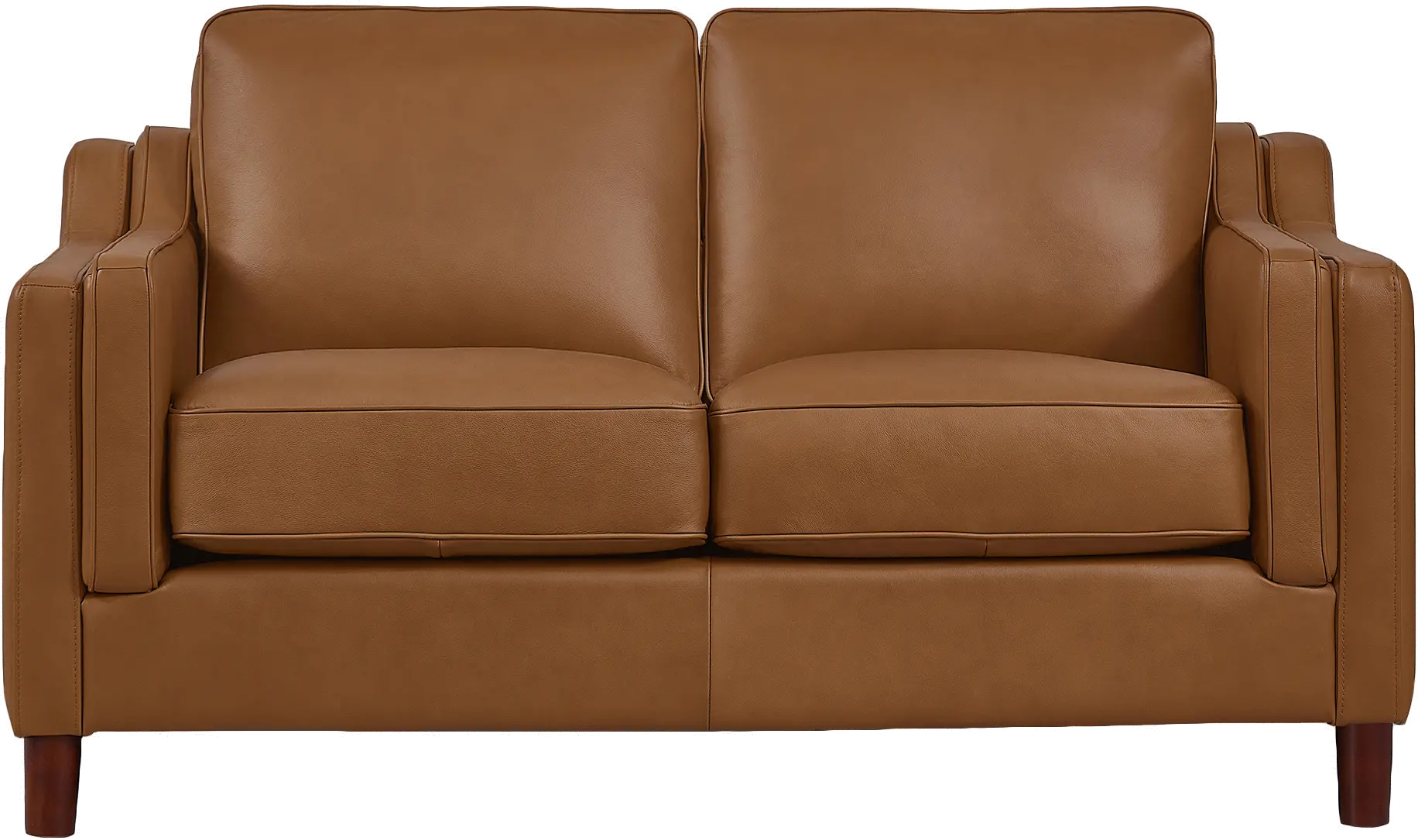 Ballari Cognac Brown Leather Loveseat-1
