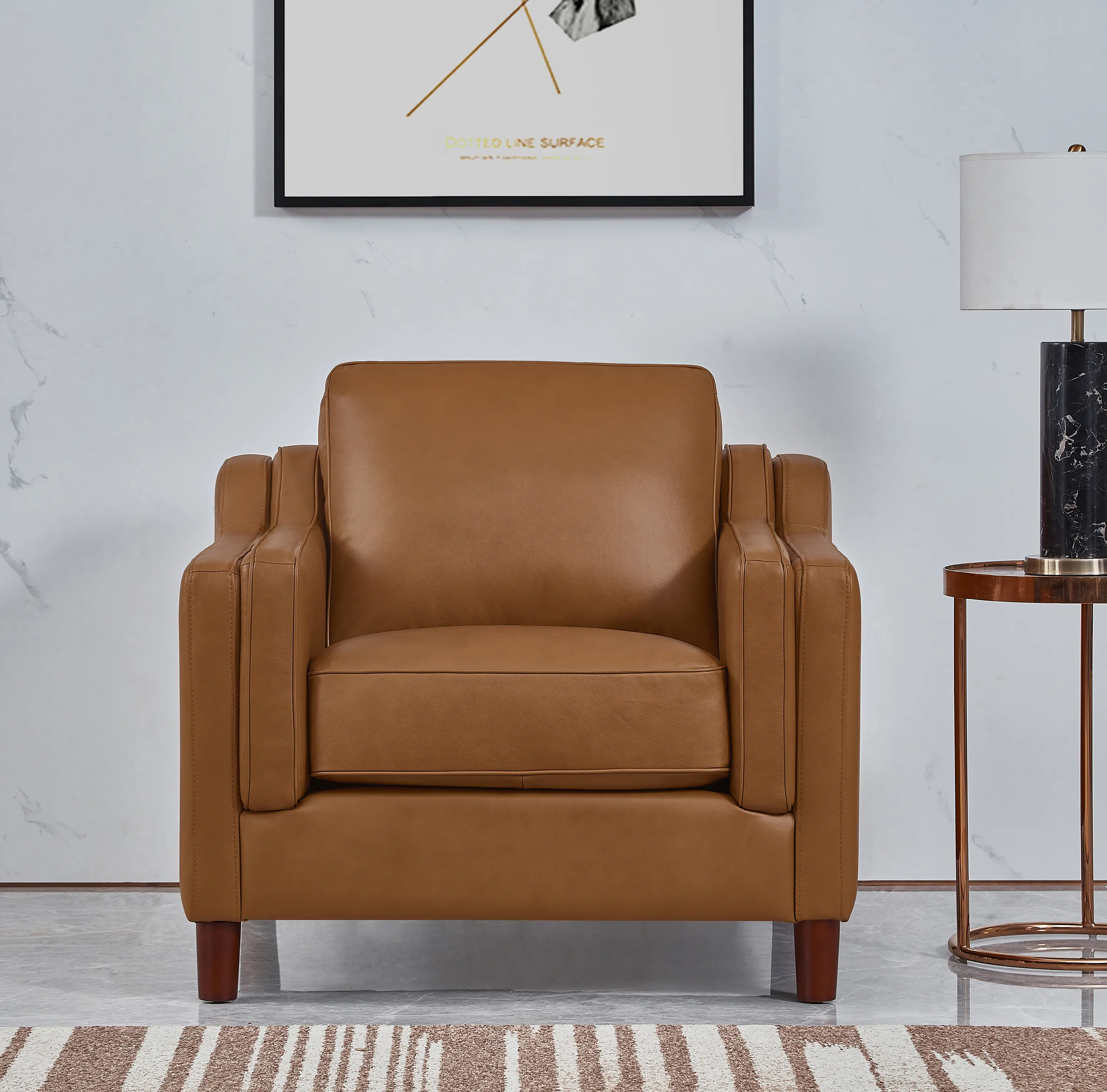 Ballari Cognac Brown Leather Accent Chair-2