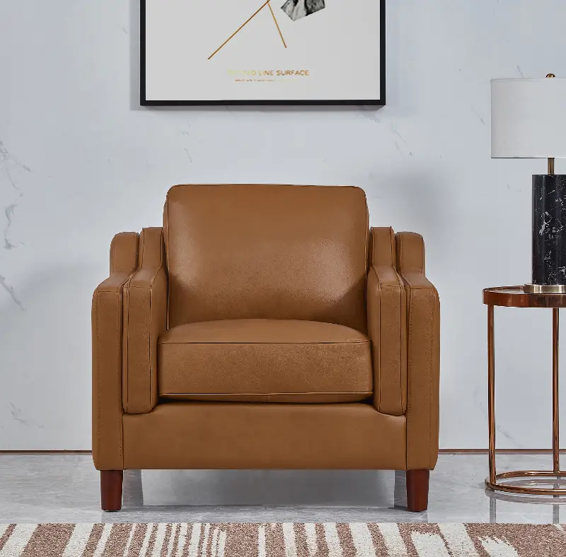 Ballari Cognac Brown Leather Accent Chair
