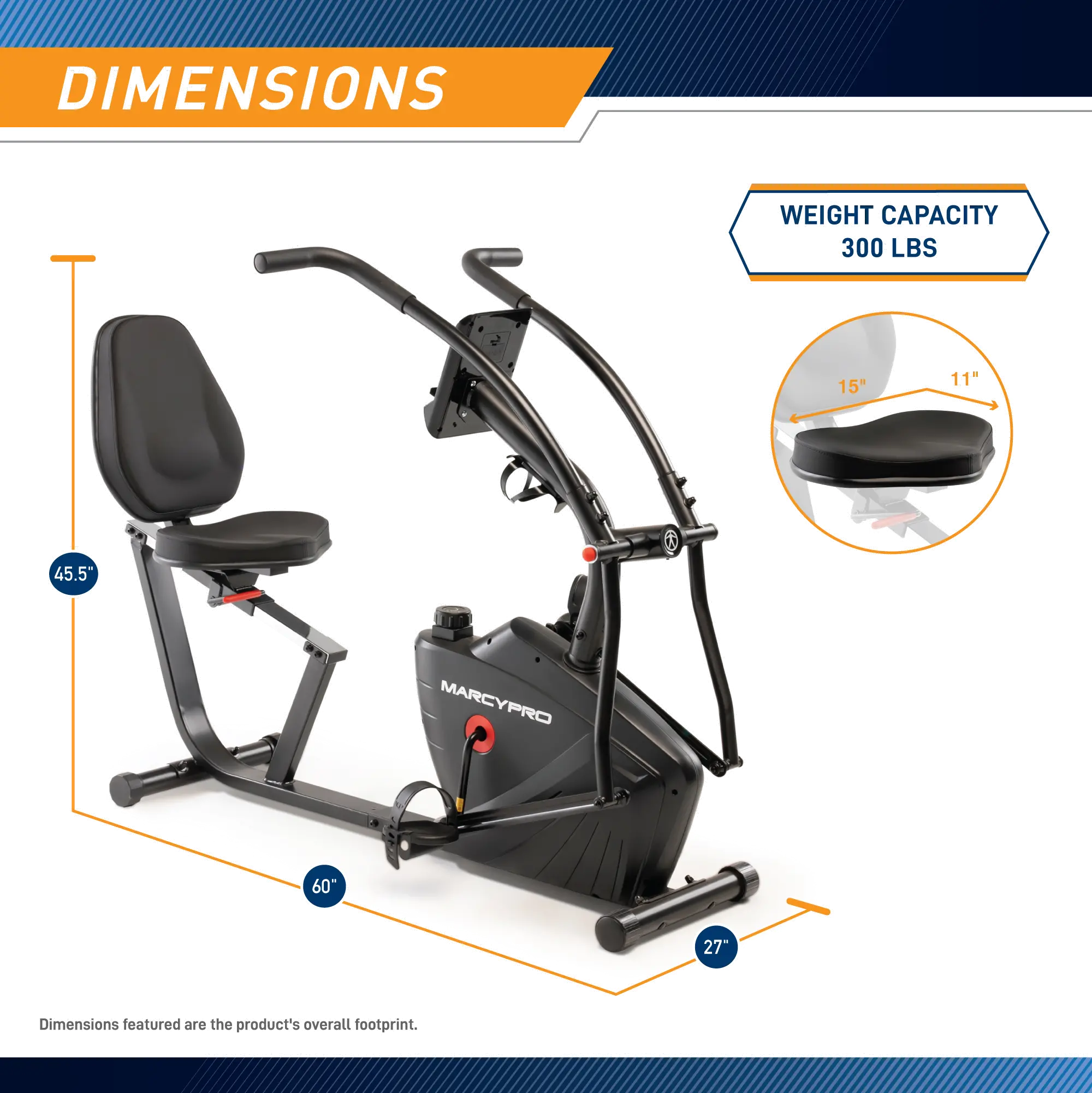 JX-7301 Marcy Dual Action Cross Training Recumbent Exercise Bike JX-7301-11
