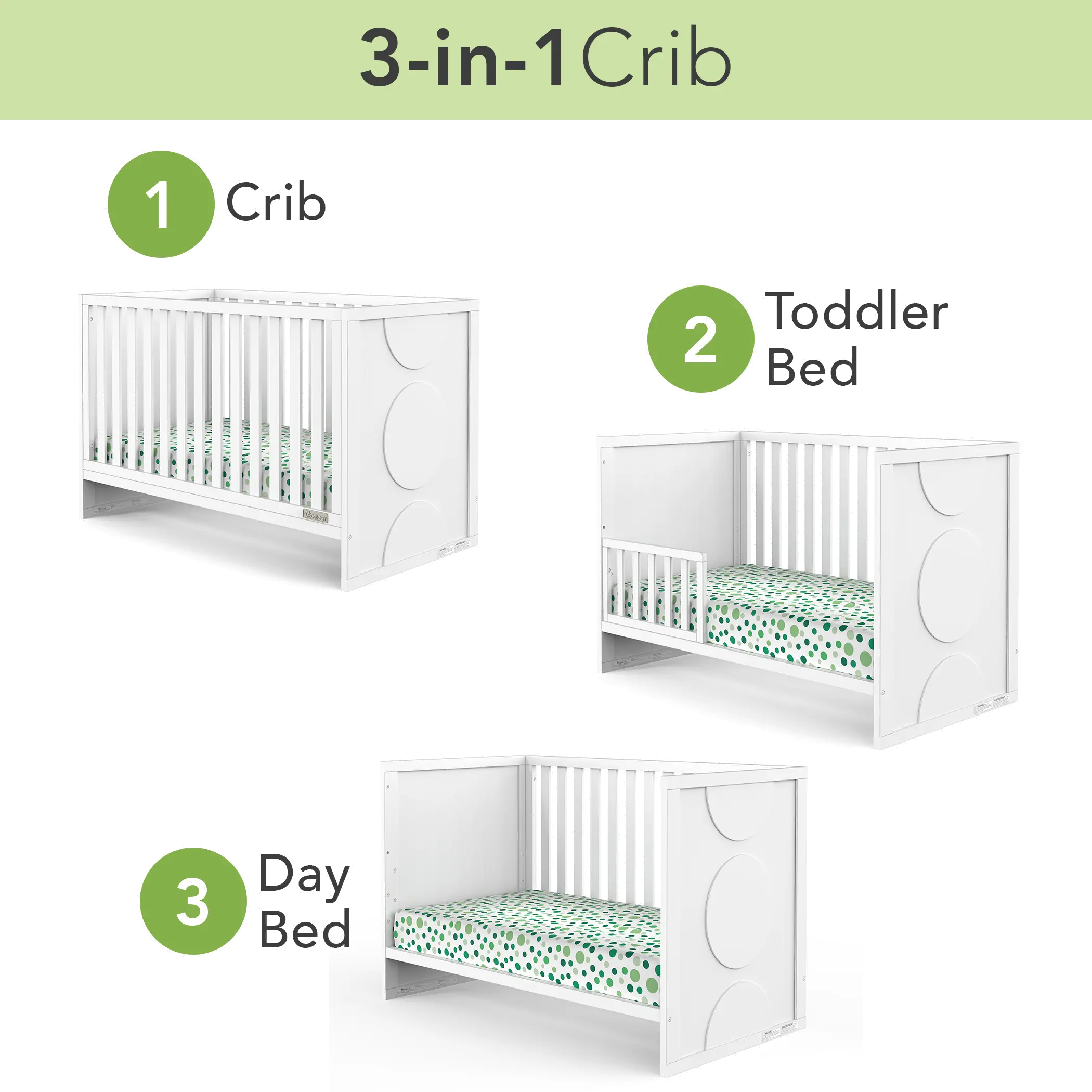 F10201.46 Orbit Matte White 3-in-1 Convertible Crib-4