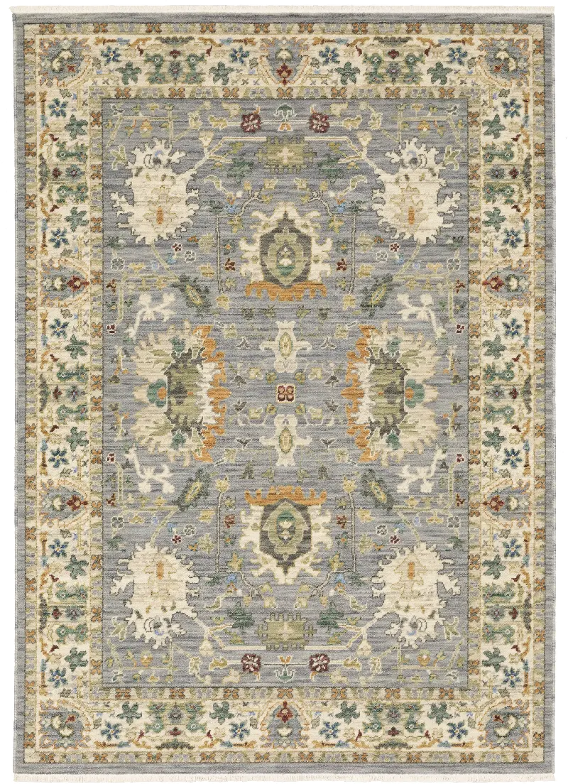 Lucca 8 x 11 Blue and Ivory Area Rug
