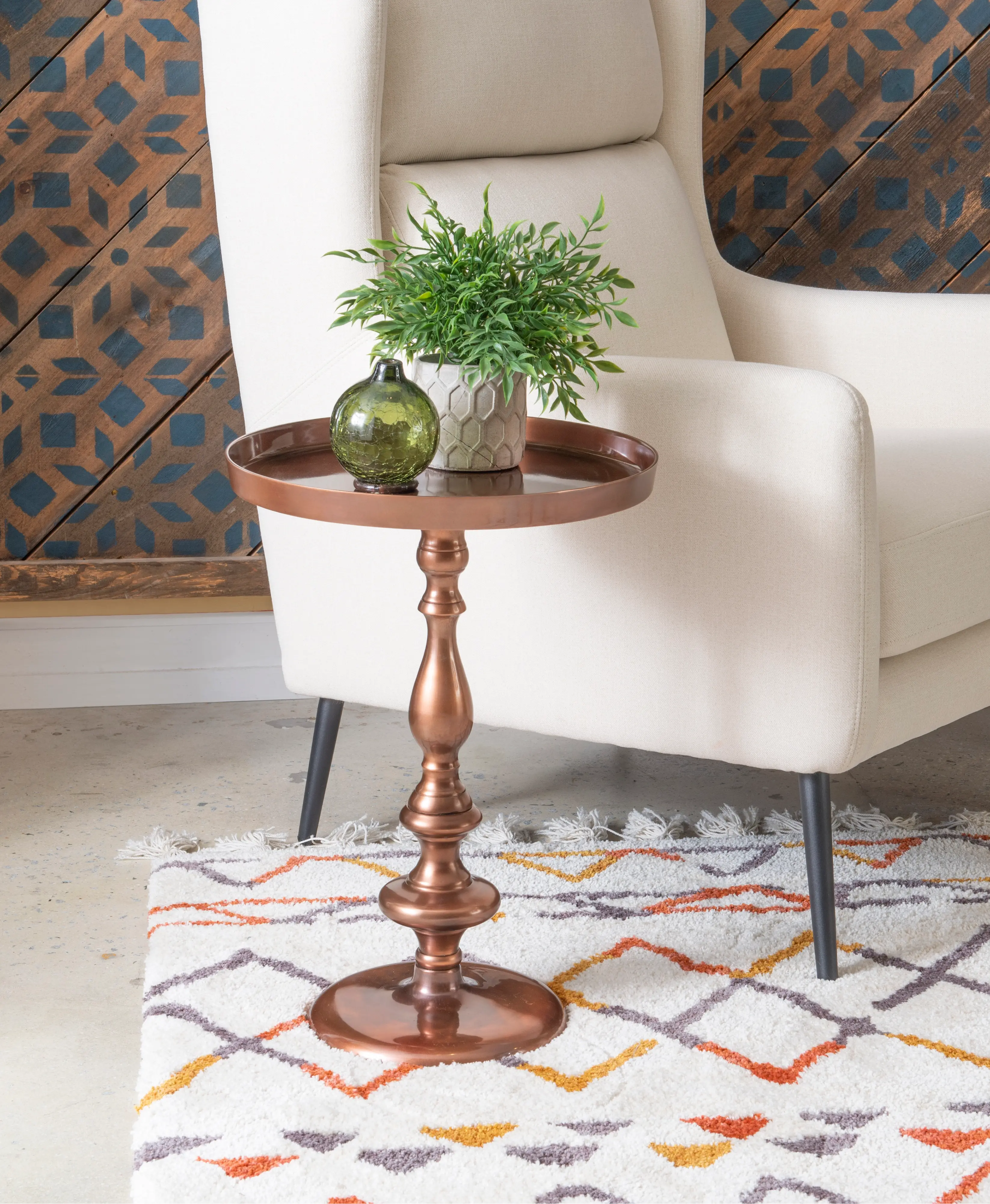 21.75 Inch Copper Side Antique Table-2