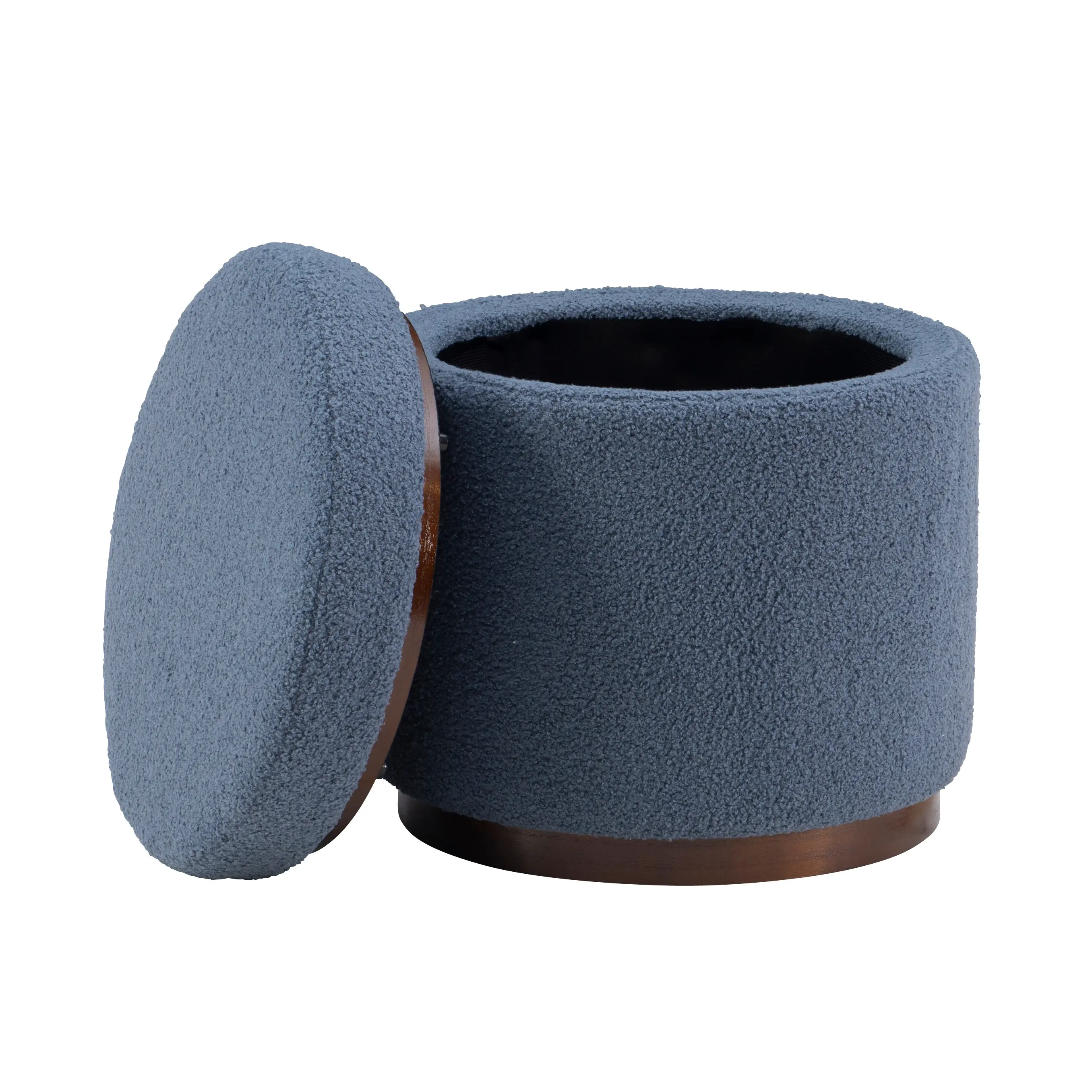 18 Inch Sunny Blue Gray Round Ottoman-1