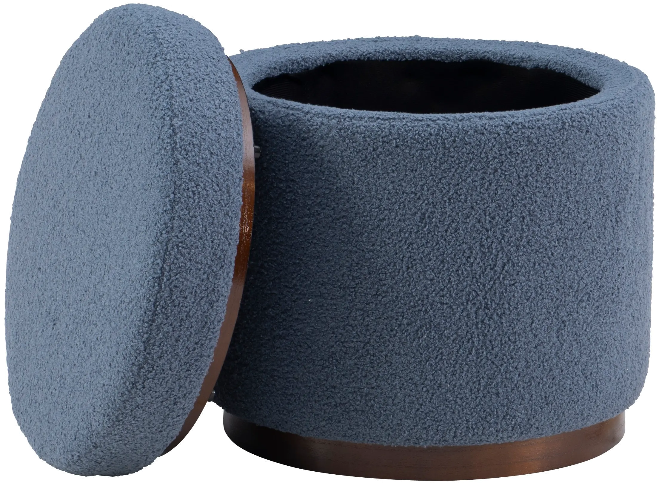 18 Inch Sunny Blue Gray Round Ottoman-1