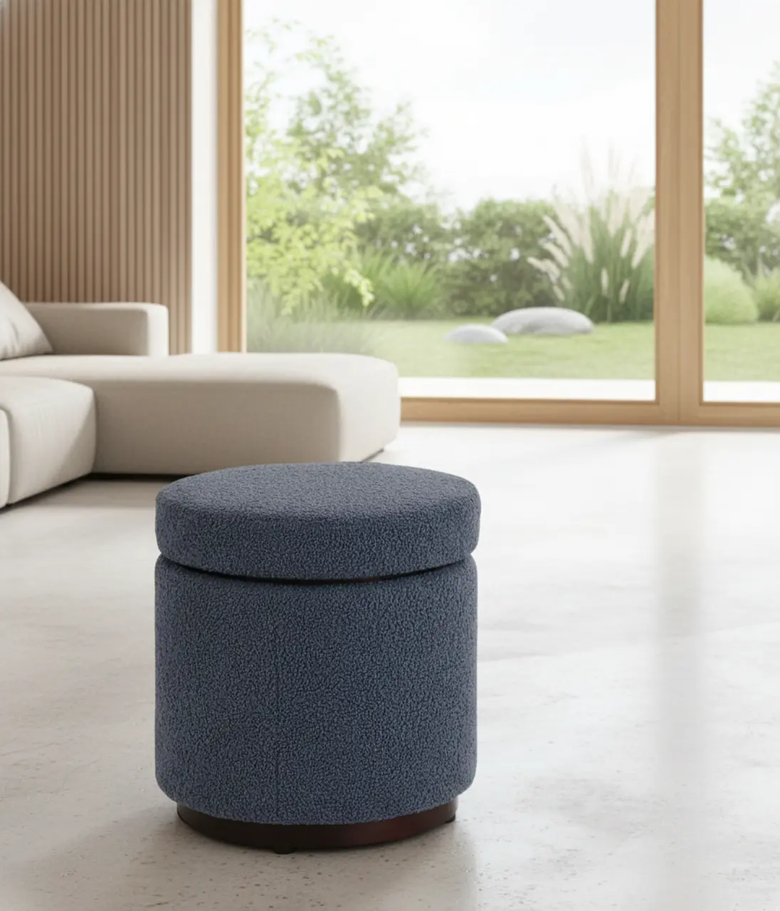 18 Inch Sunny Blue Gray Round Ottoman-8