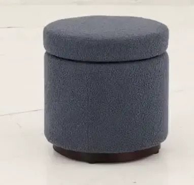 18 Inch Sunny Blue Gray Round Ottoman-5