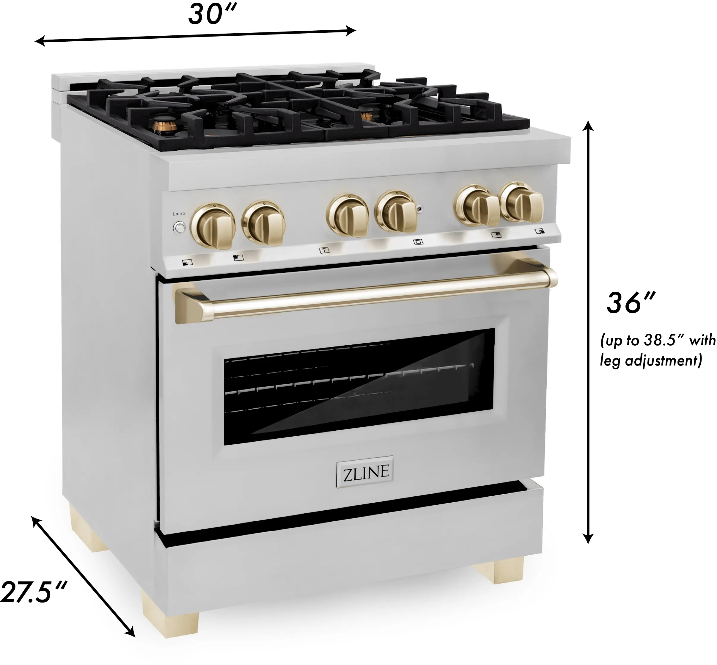 RAZ-30-G ZLINE Autograph Edition 4.0 cu ft Dual Fuel Range - Stainless Steel-11